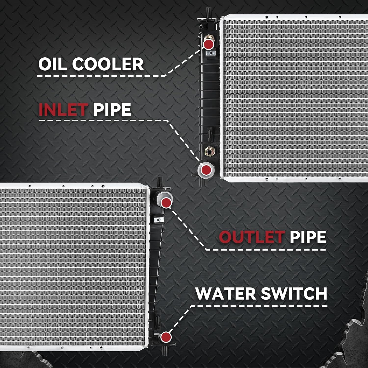 Side view of YITAMOTOR Aluminum Core Radiator - Direct Fit for 2004-2008 Ford/Lincoln Trucks & SUVs | 4.2L-5.4L V6 V8