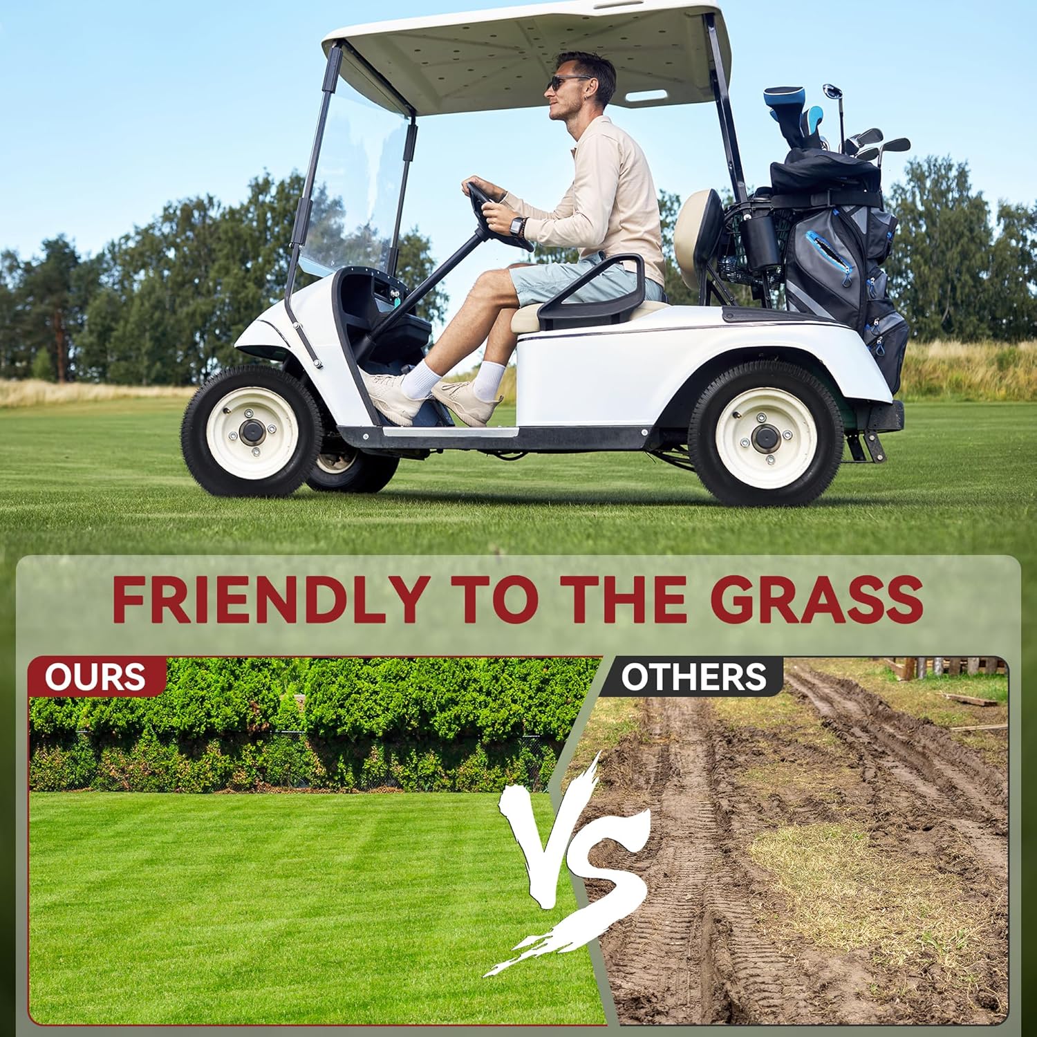 Side view of YITAMOTOR 22x9.5-12 4-Ply Lawn Mower Tires - Set of 2 for Tractors, Golf Carts & Outdoor Equipment