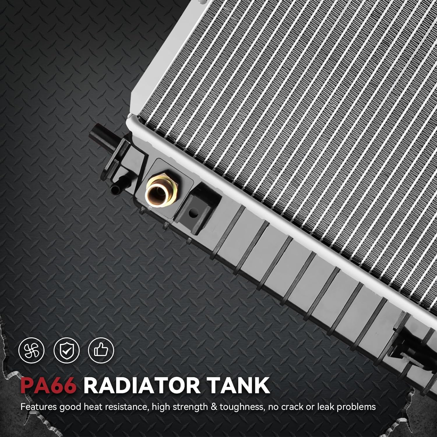 Side view of YITAMOTOR Aluminum Radiator - Direct Fit for 1999-2003 Ford F-Series & SUV Models | 4.2L-5.4L V6 V8