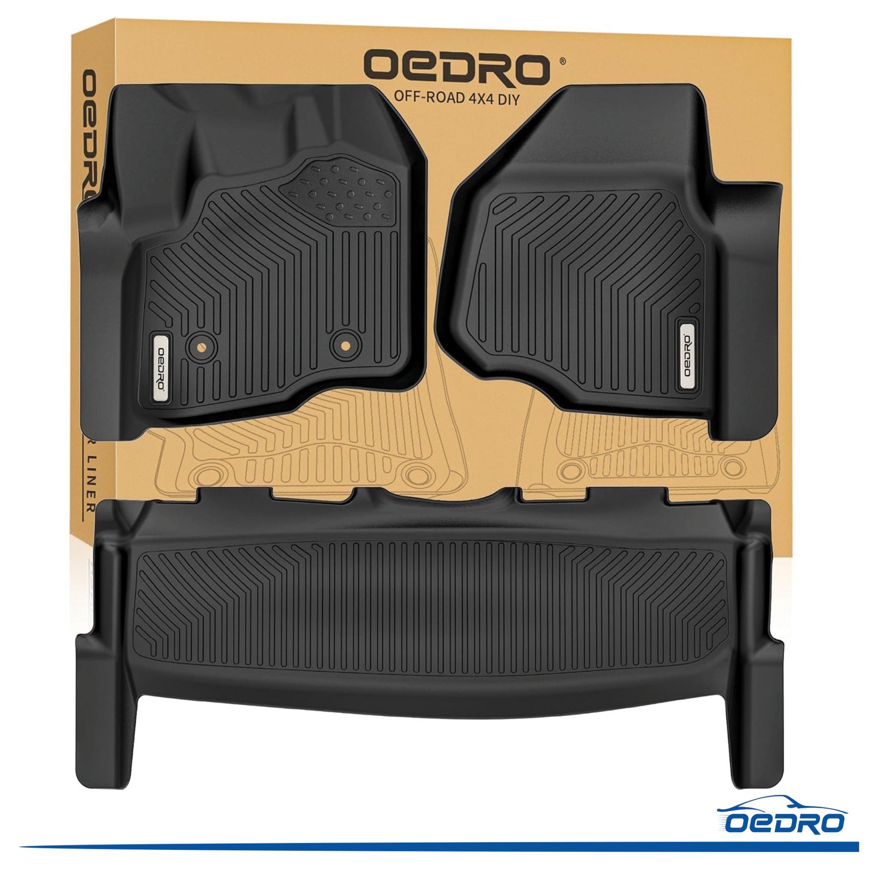 Side view of OEDRO Floor Mats for 2012-2016 Ford F250/F350/F450 SuperCrew/Crew Cab, Black TPE All-Weather Guard Liner Set