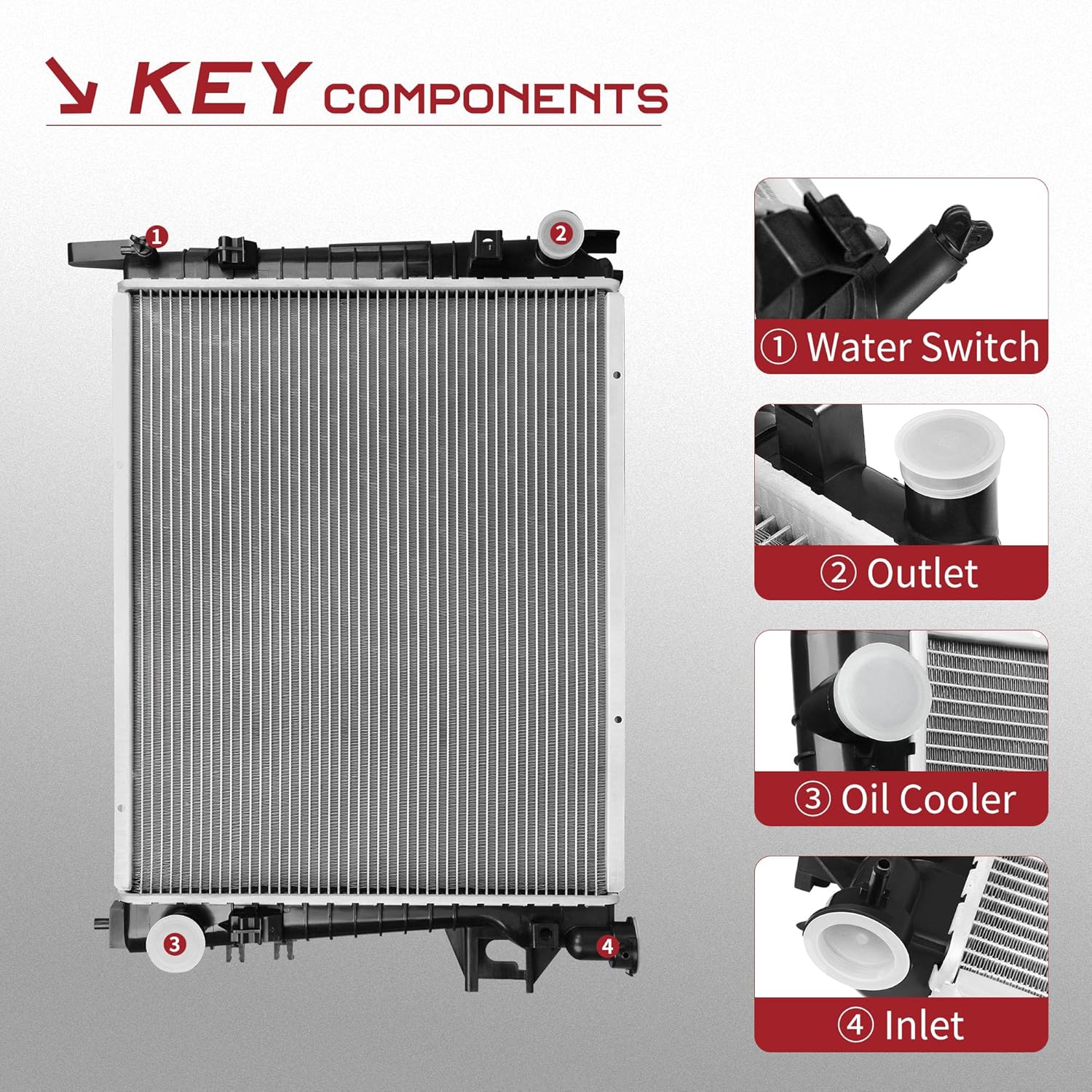 Side view of YITAMOTOR Aluminum Radiator - Direct Fit for 02-08 Dodge Ram 1500/2500/3500 | 3.7L to 5.9L V6 V8