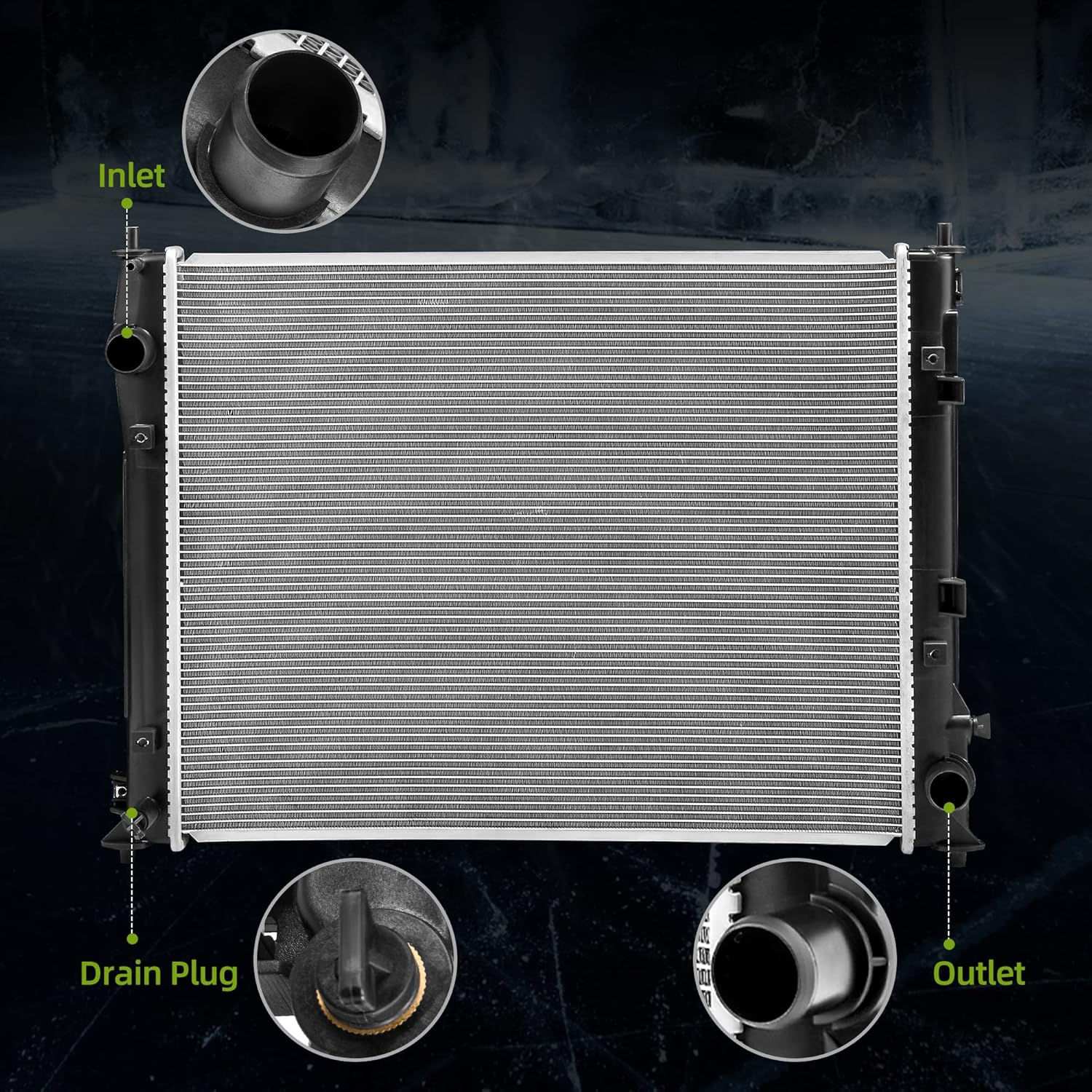 Side view of YITAMOTOR Aluminum Radiator - Direct Fit for 2016-2020 Honda Civic | 2.0L Engine