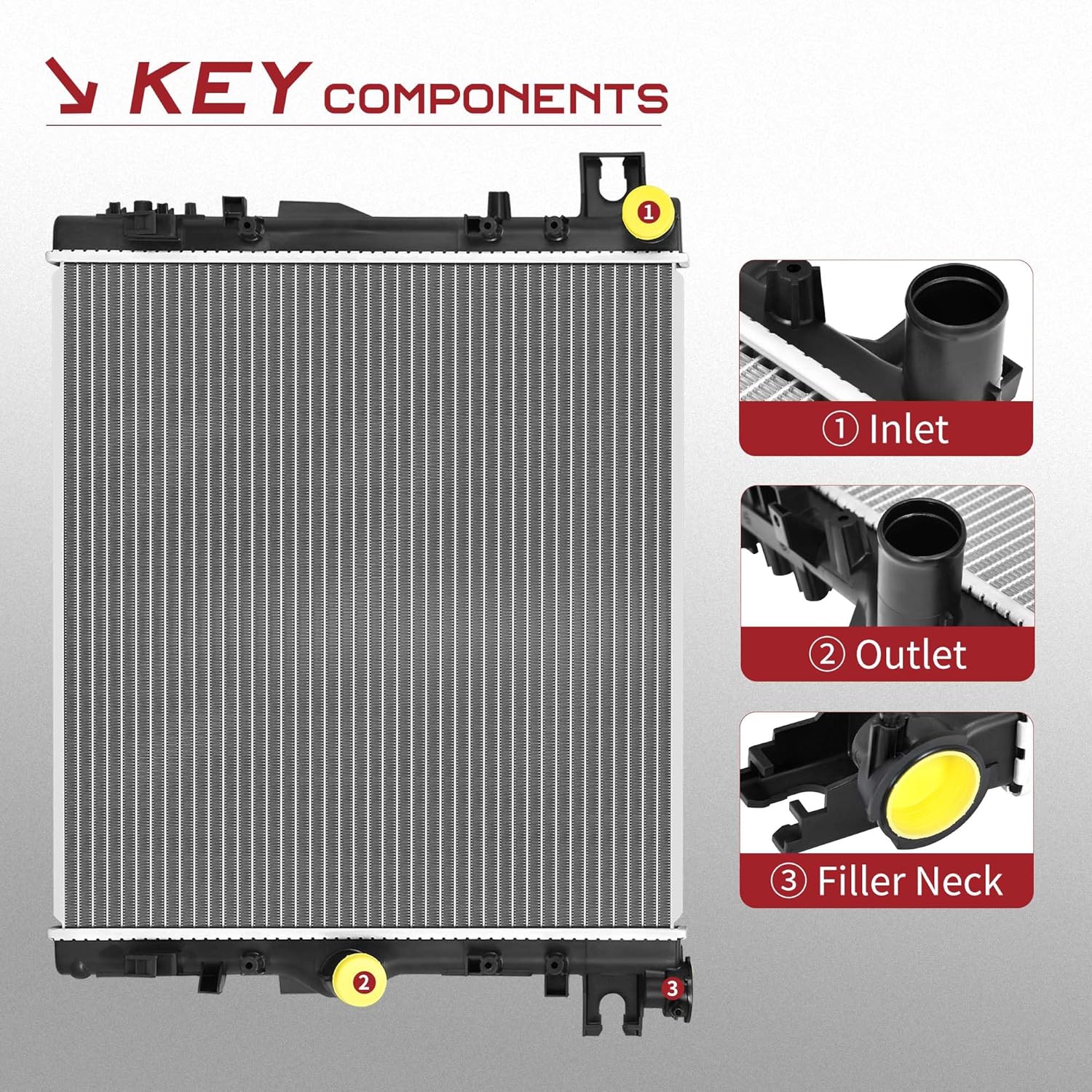 Side view of YITAMOTOR Aluminum Radiator - Direct Fit for 2007-2018 Jeep Wrangler JK | 3.6L 3.8L V6 Engine