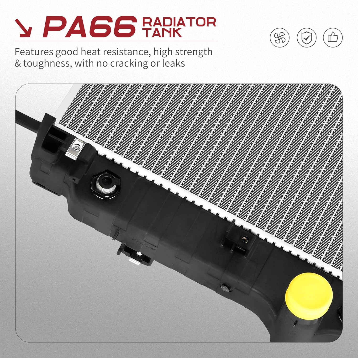 Side view of YITAMOTOR Aluminum Radiator - Direct Fit Replacement for 00-04 Dodge Durango & Dakota | 2.5L to 5.9L V6 V8 Engine Compatible