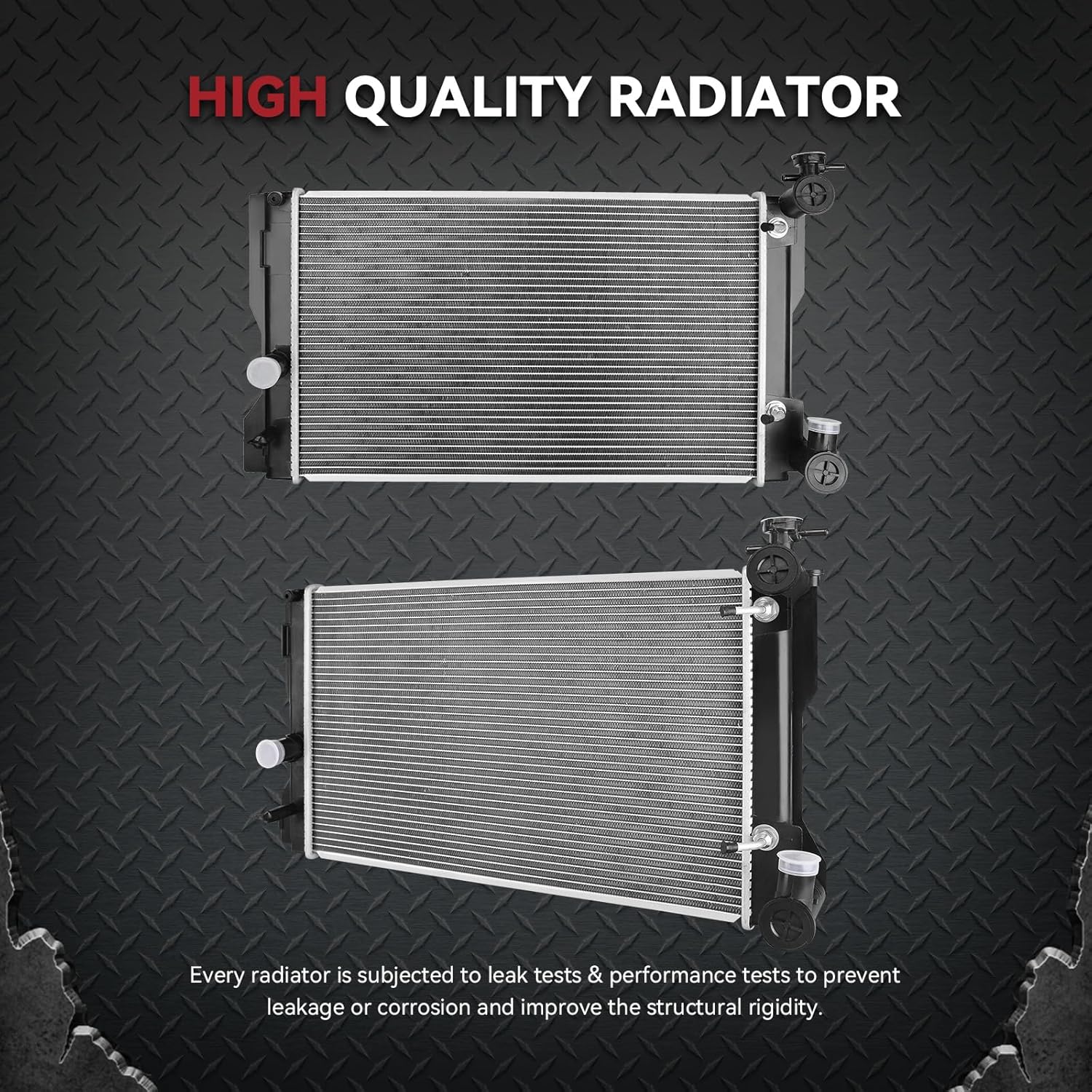 Side view of YITAMOTOR Aluminum Radiator - Direct Fit for 2009-2010 Pontiac Vibe, 2009-2019 Toyota Corolla & 2009-2014 Matrix | 1.8L 2.0L