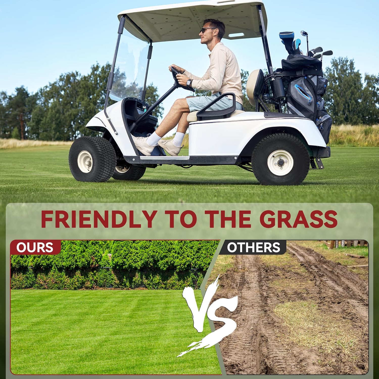 Side view of YITAMOTOR 20x10-8 4-Ply Lawn Mower Tires - Set of 2 for Tractors, Golf Carts & Outdoor Equipment