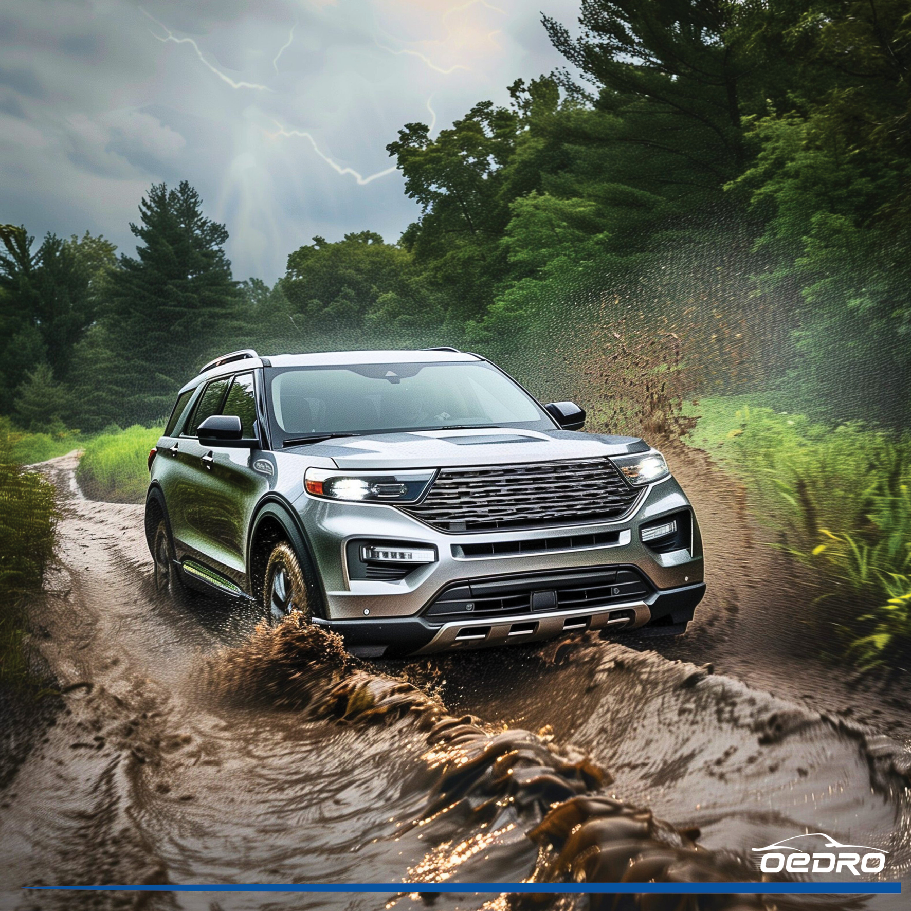 Side view of OEDRO Floor Mats Fit for 2015-2019 Ford Explorer Without 2nd Row Center Console,7 Seaters Only TPE All Weather Car Mats Accessories Includes 1st 2nd a