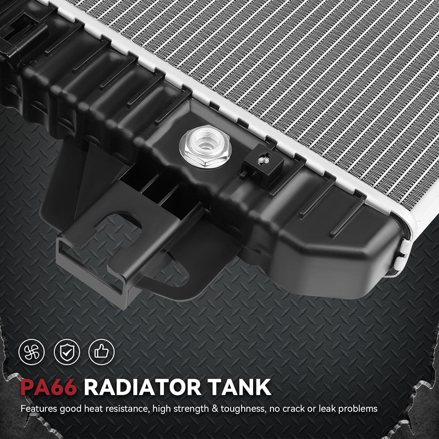 Side view of YITAMOTOR Aluminum Radiator - Direct Fit for 2006-2007 Ford Explorer/Sport Trac & Mercury Mountaineer | 4.0L V6 4.6L V8