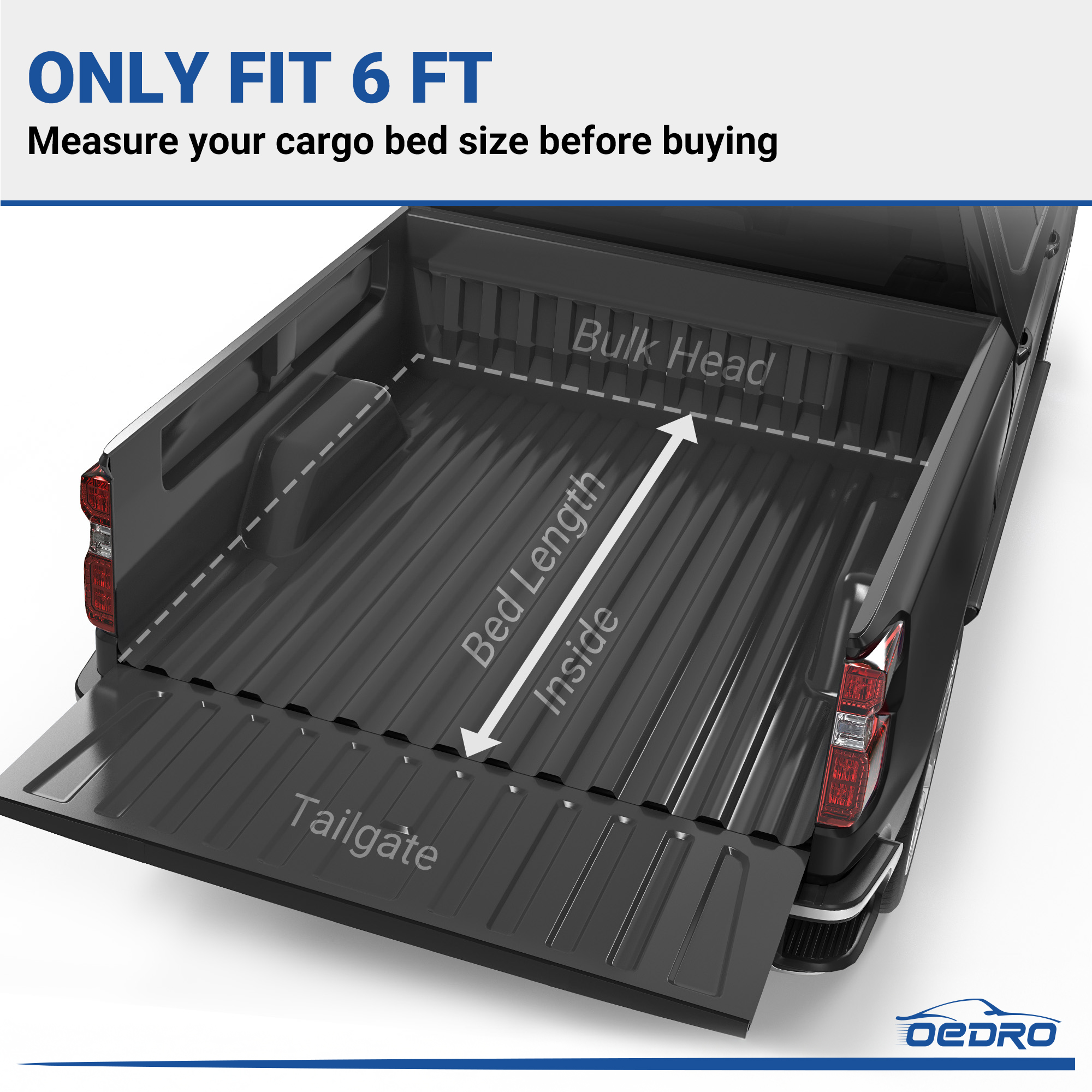 Side view of OEDRO 6ft Soft Tri-Fold Truck Bed Tonneau Cover Compatible with 2005-2021 Nissan Frontier (NOT for México) 6 Feet Bed