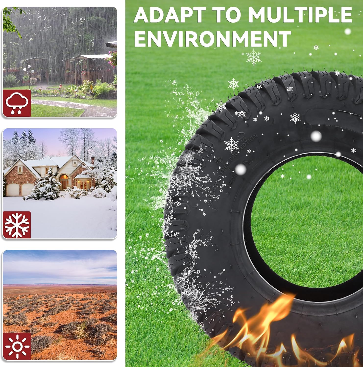 Side view of YITAMOTOR 16x6.5-8 4-Ply Lawn Mower Tires - Set of 2 for Tractors, Golf Carts & Outdoor Equipment