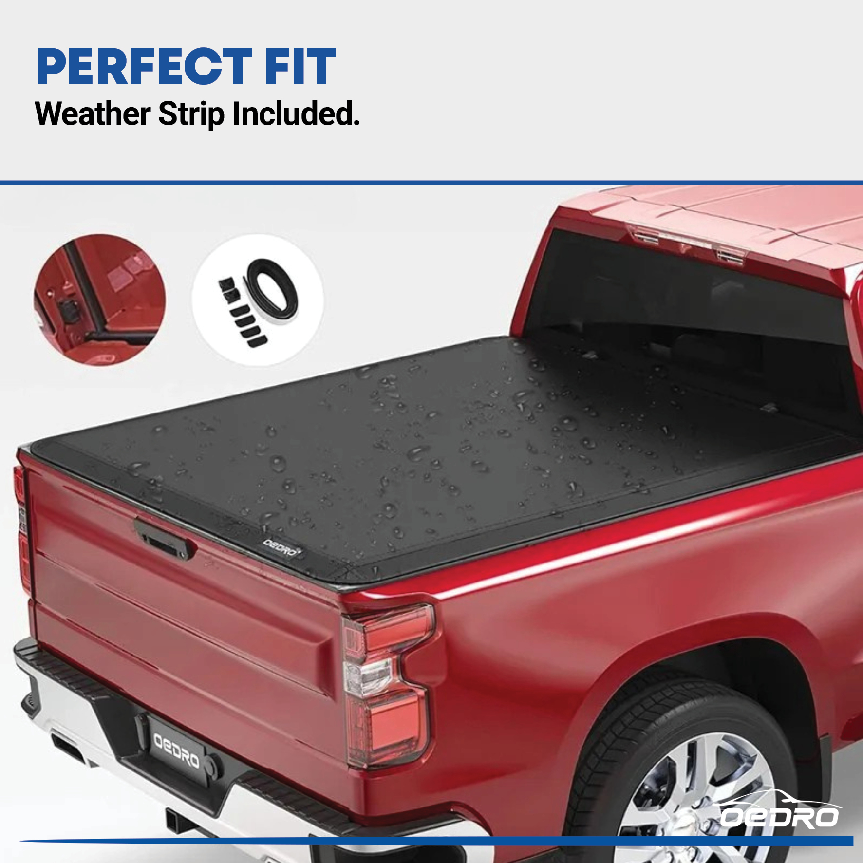 Side view of OEDRO 5ft Soft Roll Up Tonneau Cover for 2016-2023 Toyota Tacoma (Excl. Trail) with Track Rail System