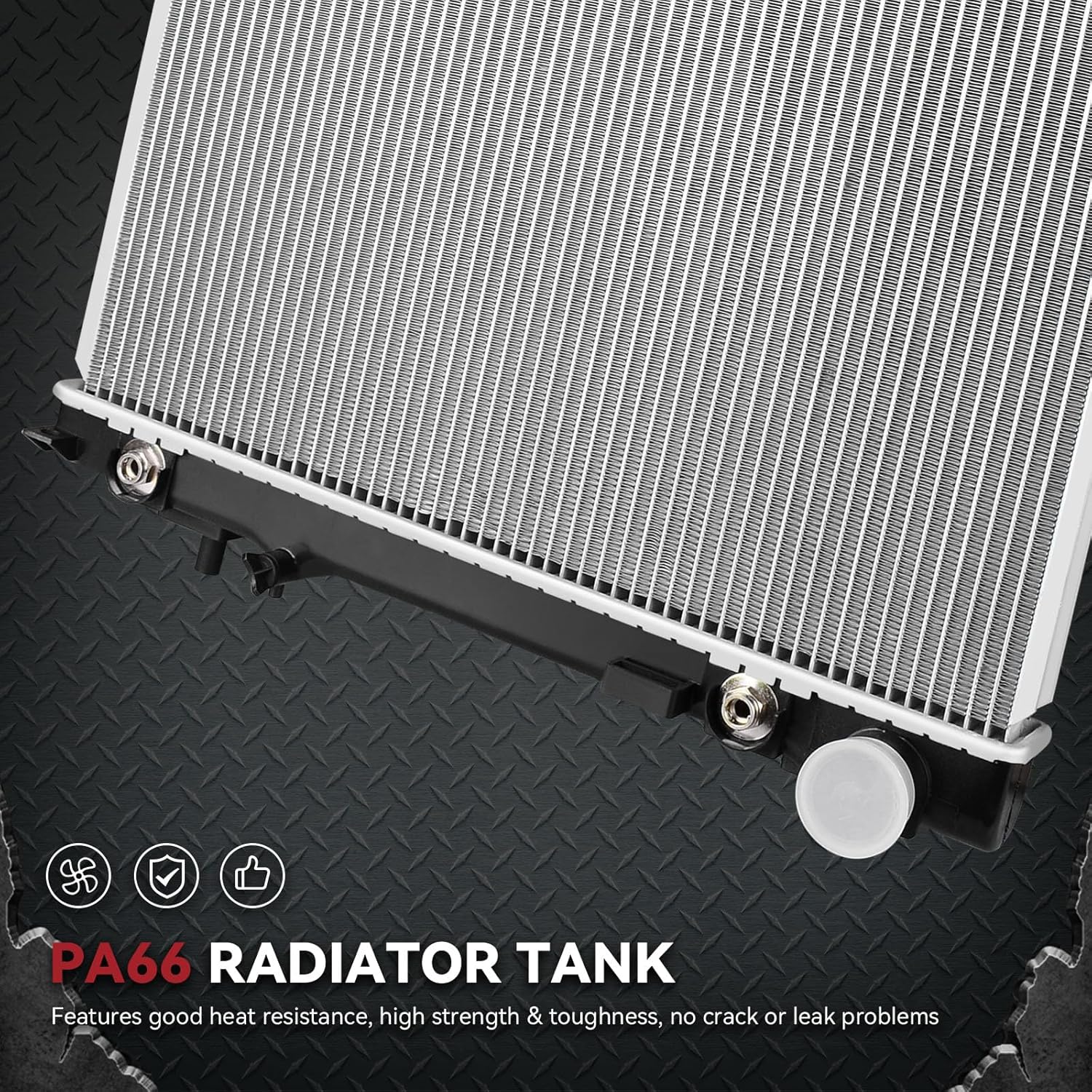 Side view of YITAMOTOR Aluminum Radiator - Direct Fit for 05-12 Dakota, 06-09 Raider | 3.7L V6 & 4.7L V8 Engines