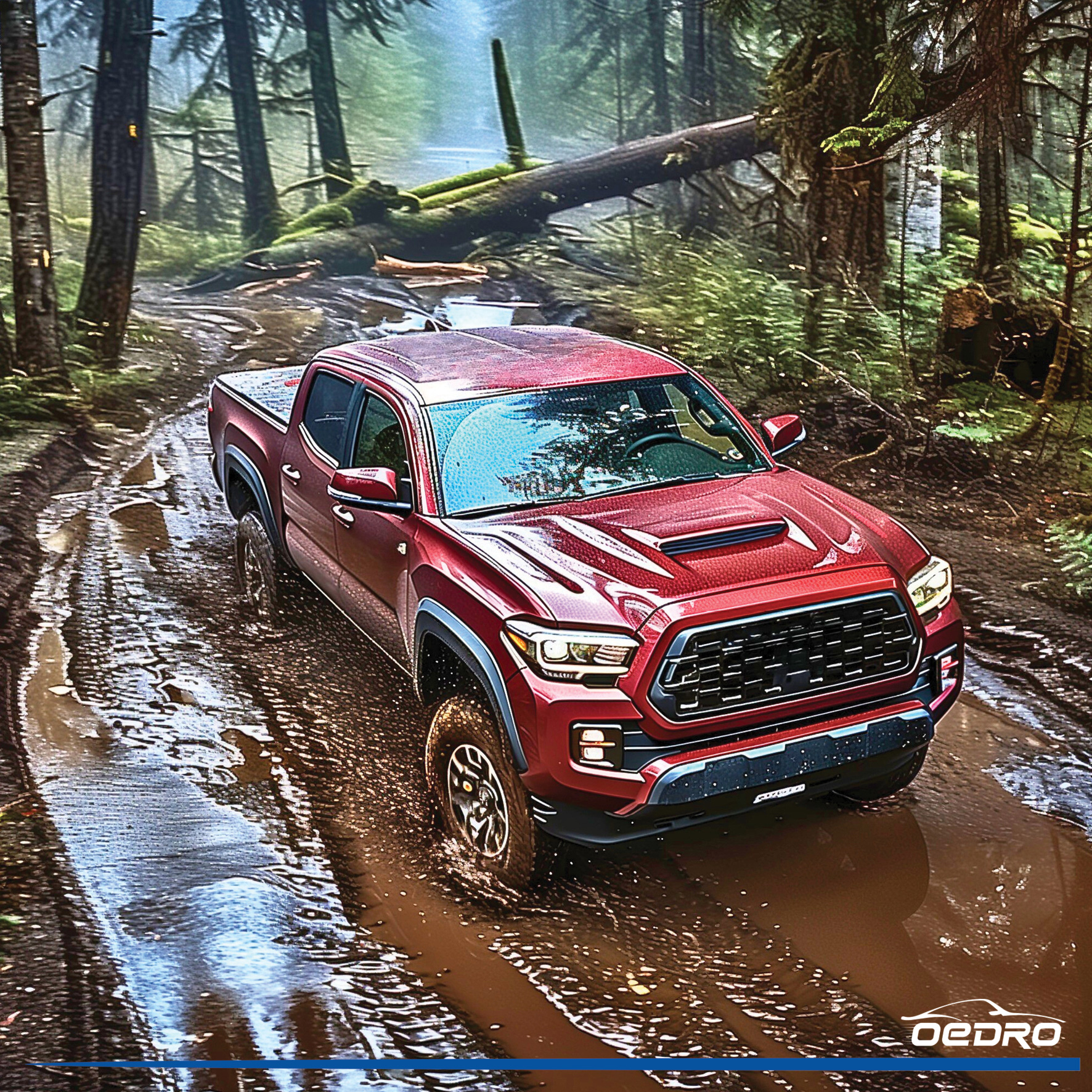 Side view of OEDRO 5ft Soft Roll Up Tonneau Cover for 2016-2023 Toyota Tacoma (Excl. Trail) with Track Rail System