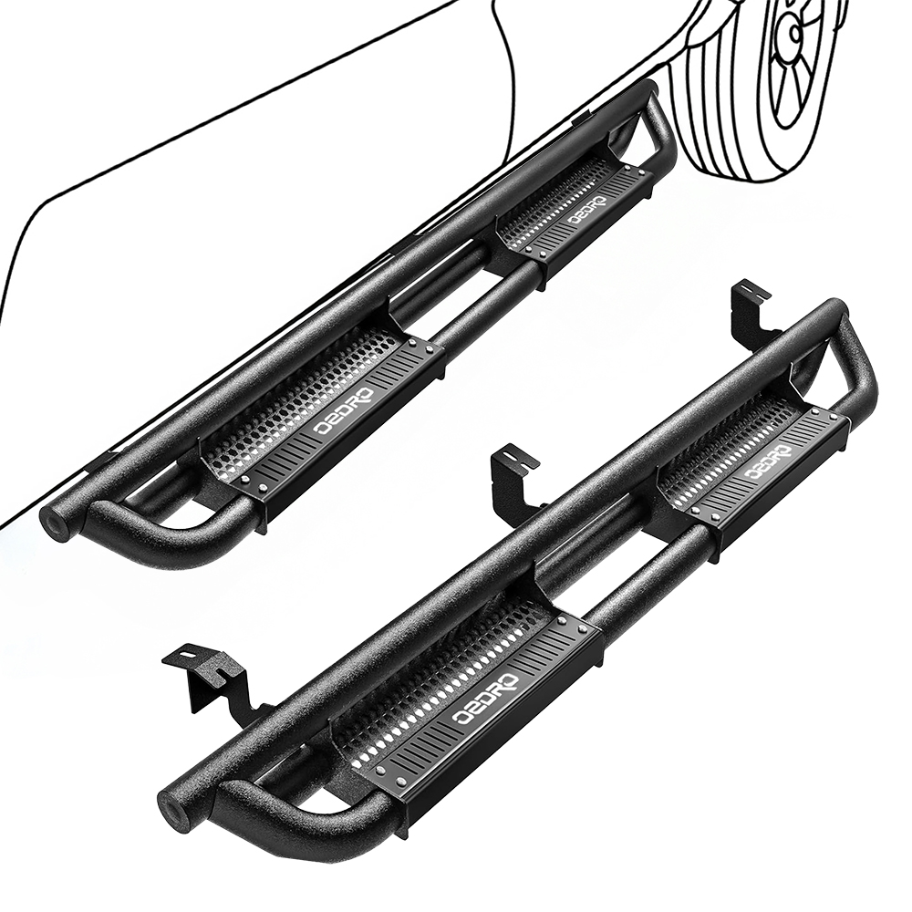 Side view of OEDRO® 6 inch Running Boards Compatible with 2005-2023 Toyota Tacoma Double Cab, Upgraded Paintable Side Steps, Black Textured Heavy Duty Truck Nerf B