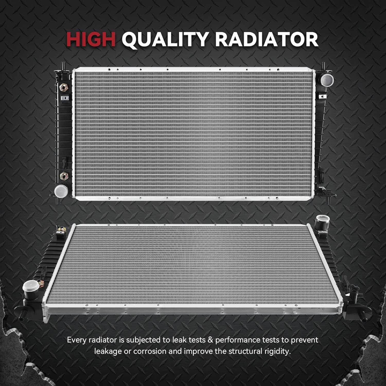 Side view of YITAMOTOR Aluminum Core Radiator - Direct Fit for 2004-2008 Ford/Lincoln Trucks & SUVs | 4.2L-5.4L V6 V8