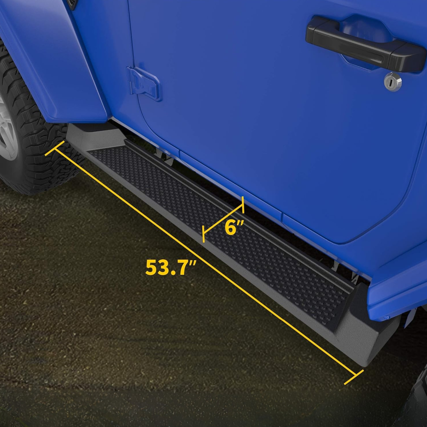 Side view of YITAMOTOR® 2018-2026 Jeep Wrangler JL 2 Door Black Molded Running Boards, Side Step Nerf Bar OE Style