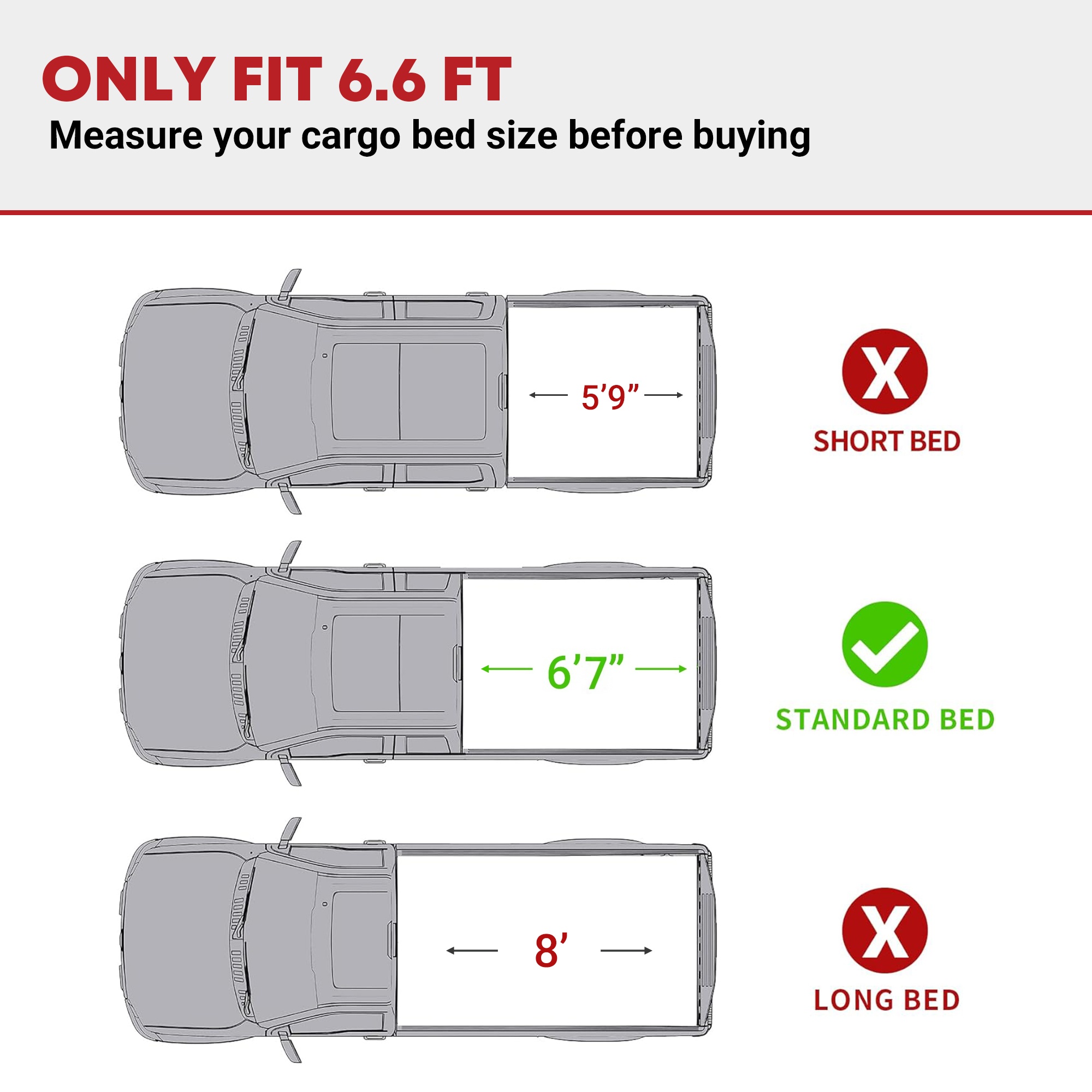 Side view of Hard Tri-fold Tonneau Cover for Silverado/Sierra 1500–3500 | 6.6ft Bed | YITAMOTOR