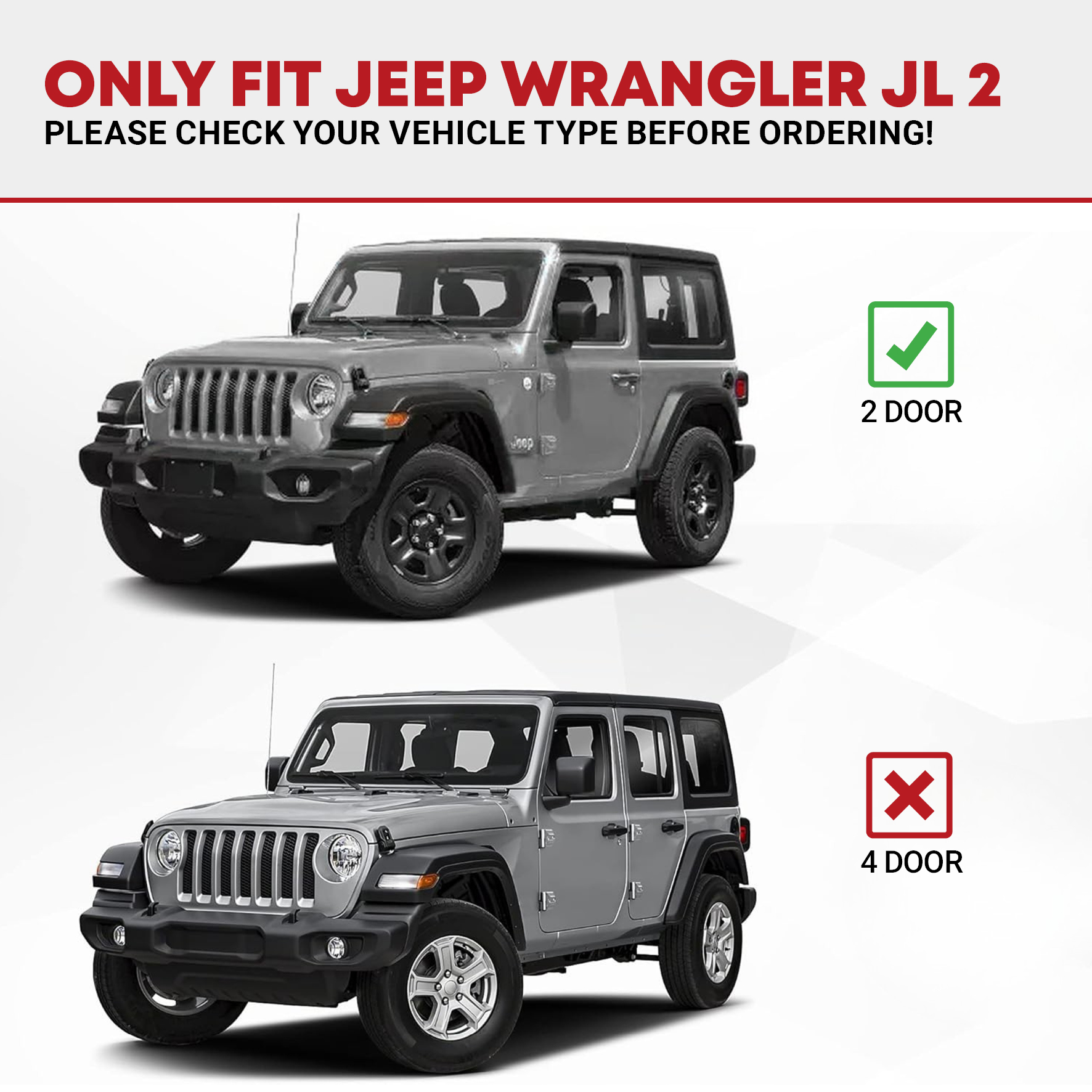 Side view of YITAMOTOR® 2018-2026 Jeep Wrangler JL 2 Door Black Molded Running Boards, Side Step Nerf Bar OE Style