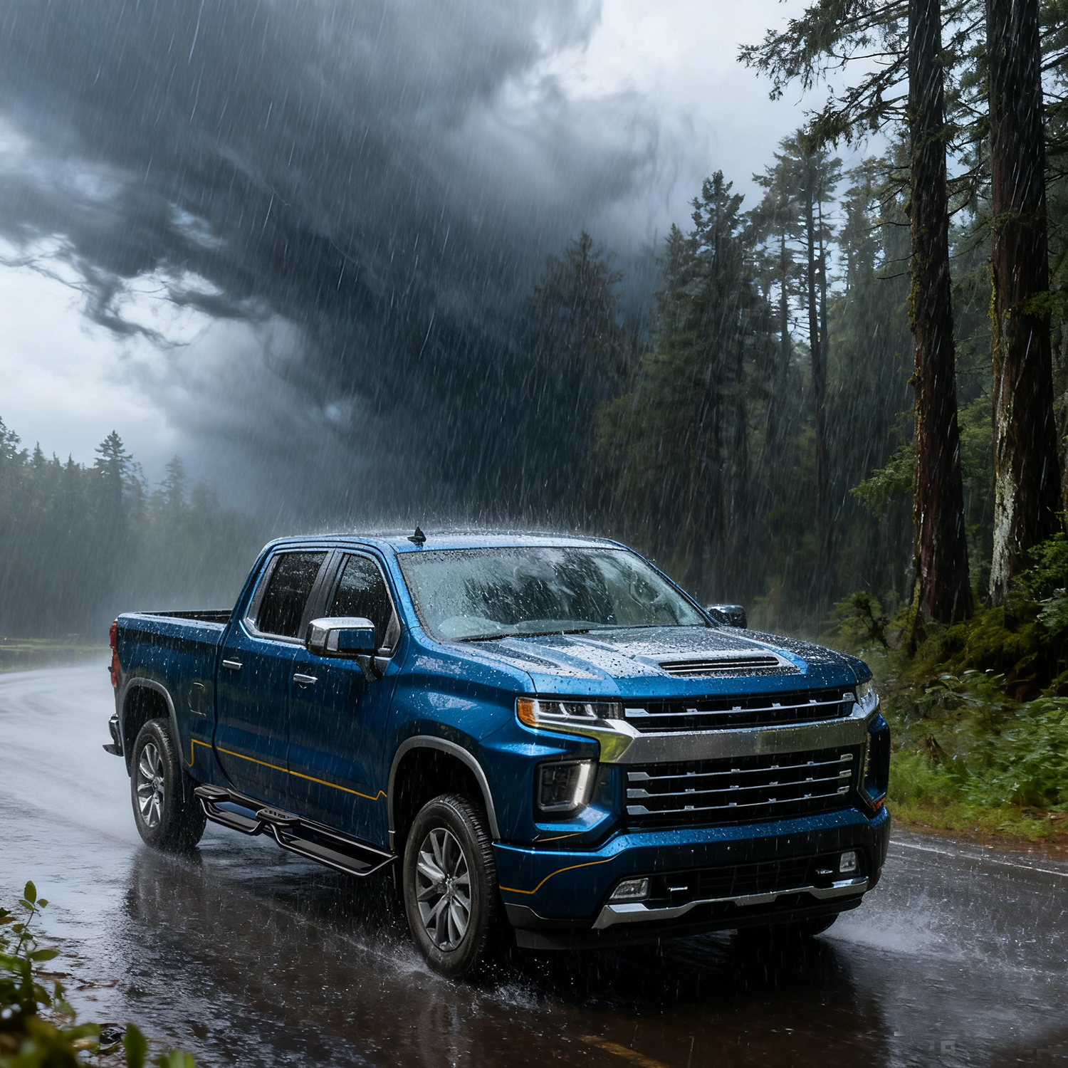 Side view of OEDRO Running Boards for 2019-2026 Chevy Silverado/GMC Sierra 1500 Crew Cab & 2020-2026 2500HD/3500HD (Excl. 2019 1500 LD/Limited)