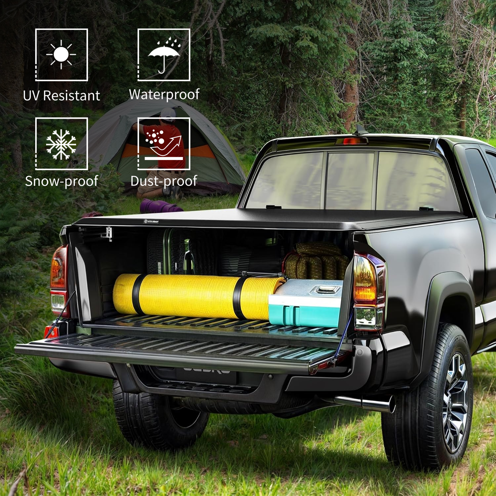 Side view of Roll-Up Truck Bed Cover for Ford Maverick 2022–2026, Fits 4.5FT Bed – YITAMOTOR