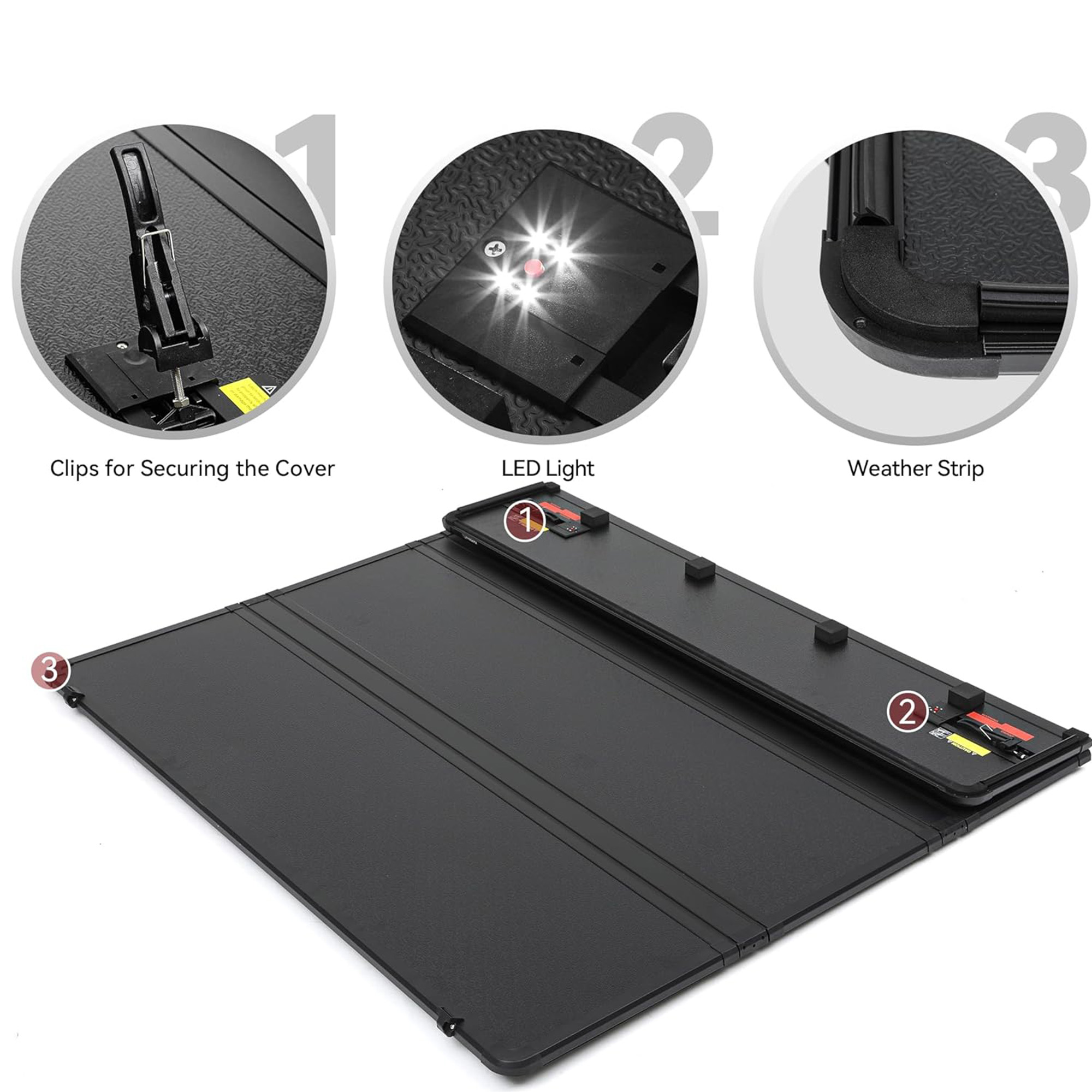 Side view of YITAMOTOR Quad Fold Hard Tonneau Cover for Dodge Ram 1500 (2009-2026) – 5.7ft Bed w/o Rambox