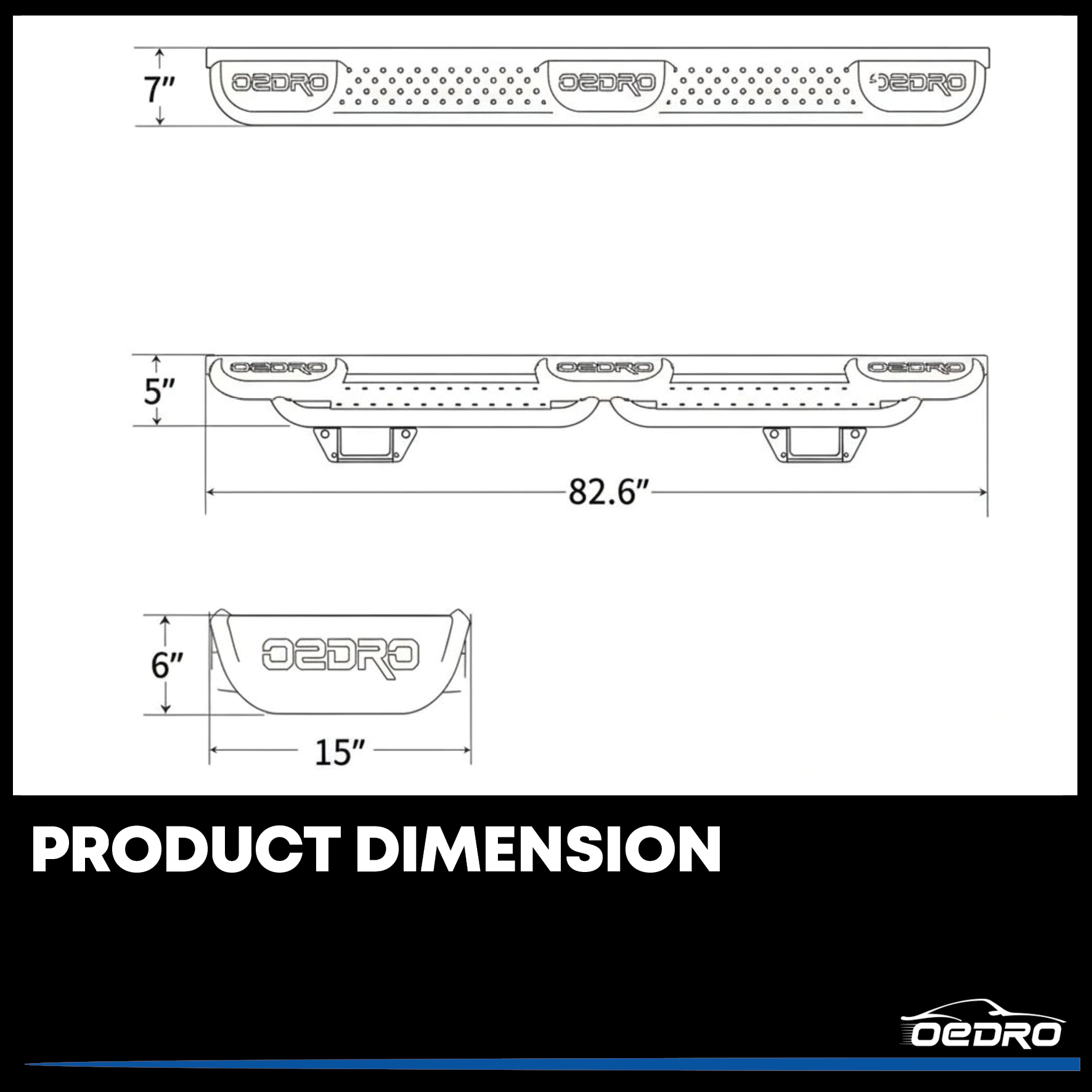 Side view of OEDRO Dual Concex Platform Running Boards Compatible with 2015-2025 Ford F150 SuperCrew Cab, 2017-2025 F250 F350 Super Duty, Bed Access Side Steps
