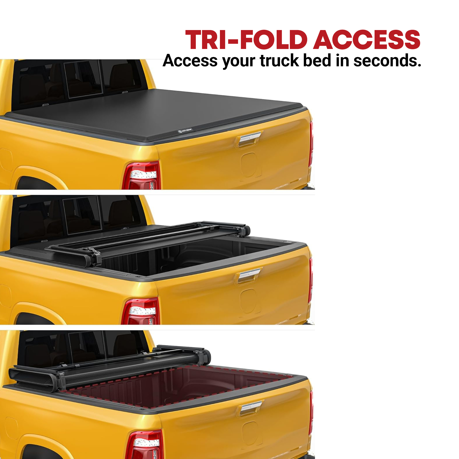 Side view of Soft Tri-Fold Truck Bed Tonneau Cover Compatible with Toyota Tundra 2022 2023 2024 2025 2026 (Excl. Trail Edition), 5.5 ft Bed with Deck Rail System
