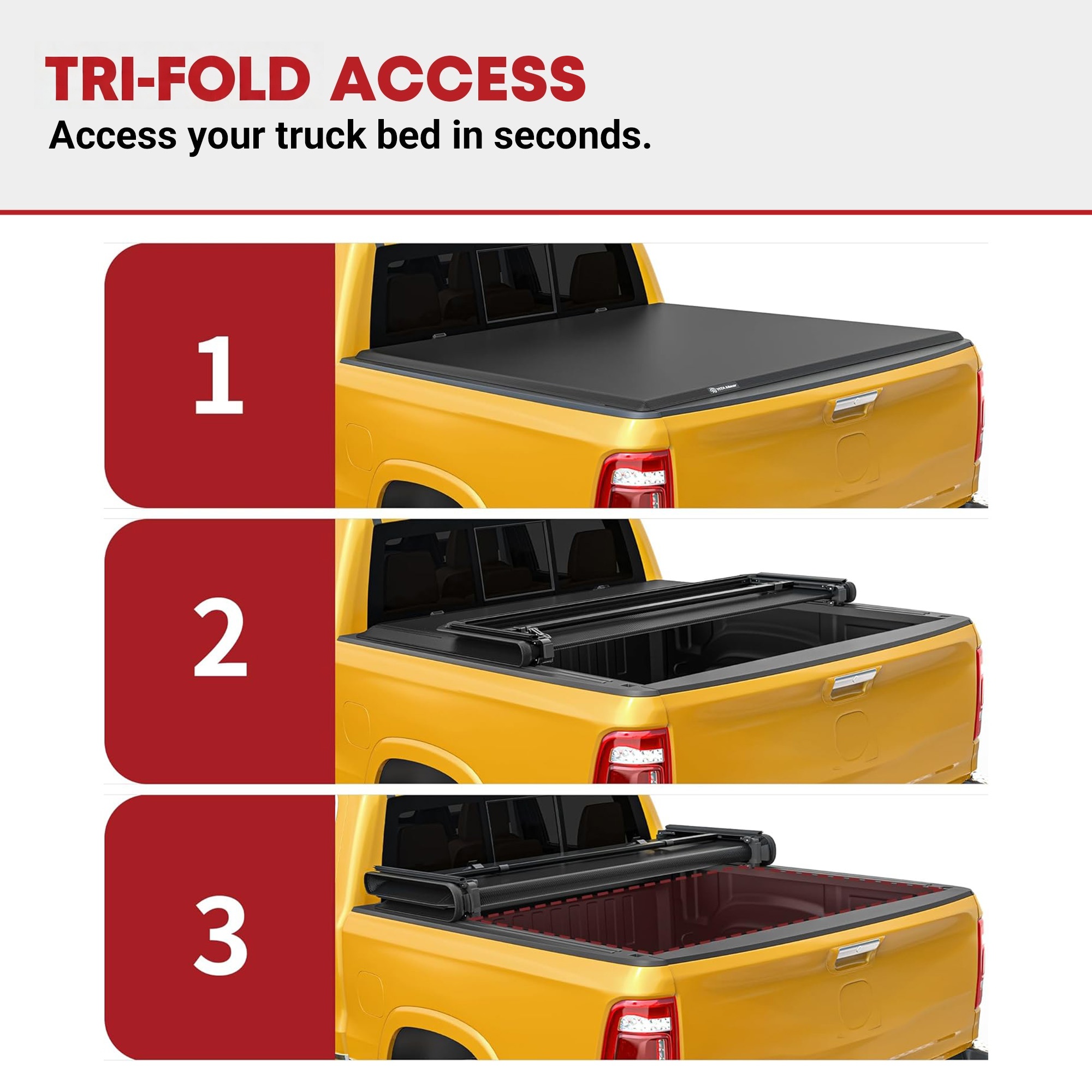 Side view of YITAMOTOR Tri-Fold Bed Cover Compatible with 2004–2015 Nissan Titan 5.6FT Bed – Utili-Track Equipped, No Box