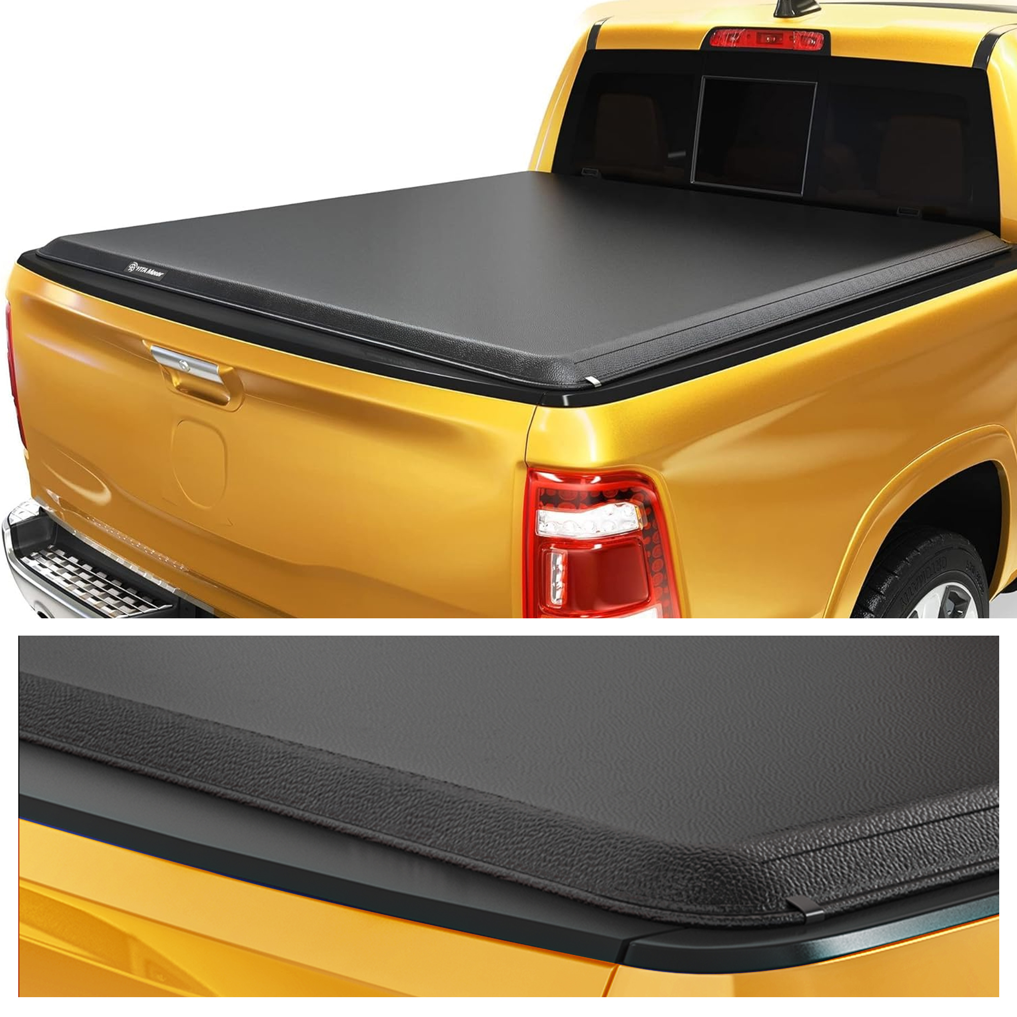Side view of YITAMOTOR® 2002-2018 Dodge Ram 1500 (19-24 Classic ONLY) 6.4ft Fleetside Soft Roll Up Truck Bed Tonneau Cover Without RamBox