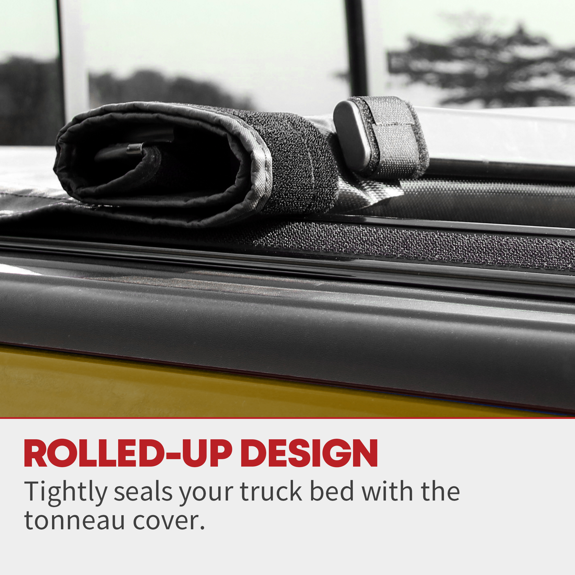Side view of Truck Bed Soft Roll-Up Cover for 2017–2026 Ford Super Duty F250/F350/F450 – Fits 8 Foot Long Bed