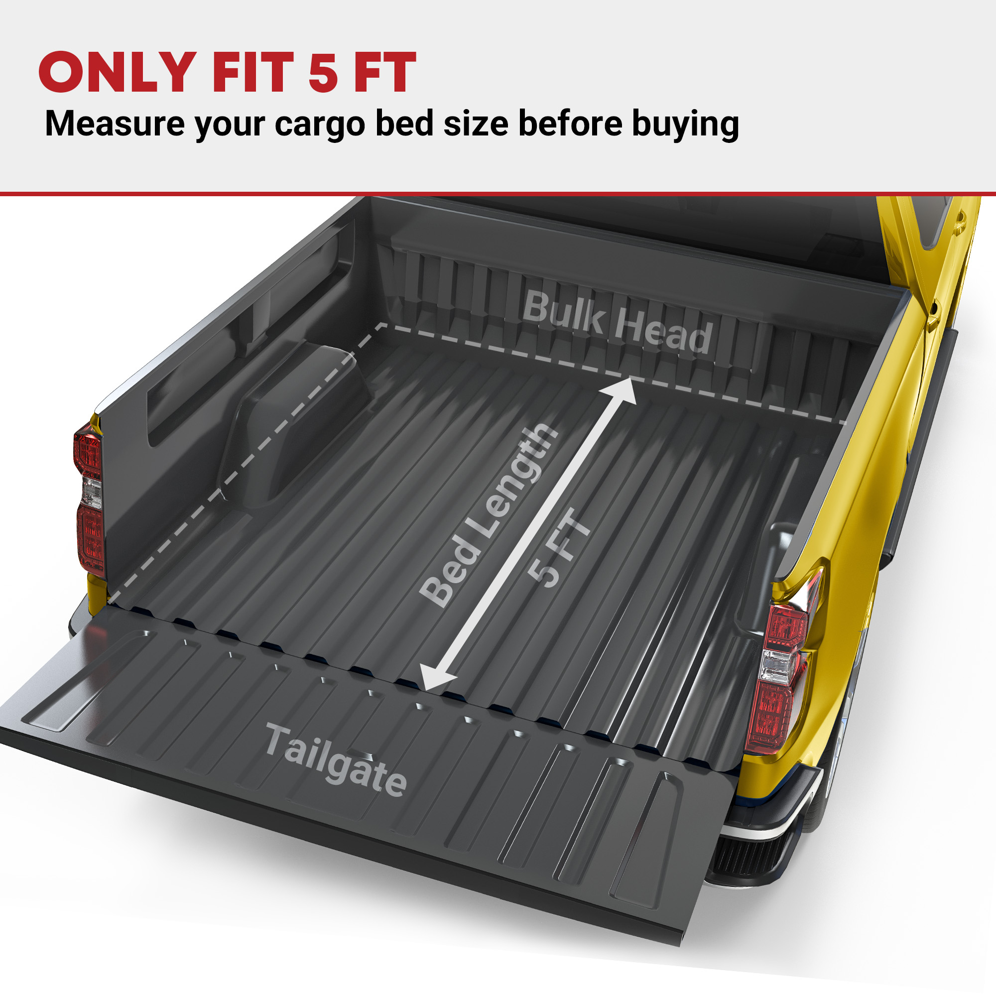 Side view of YITAMOTOR Soft Roll Up Tonneau Cover for 2019-2024 Ford Ranger 5 ft Bed