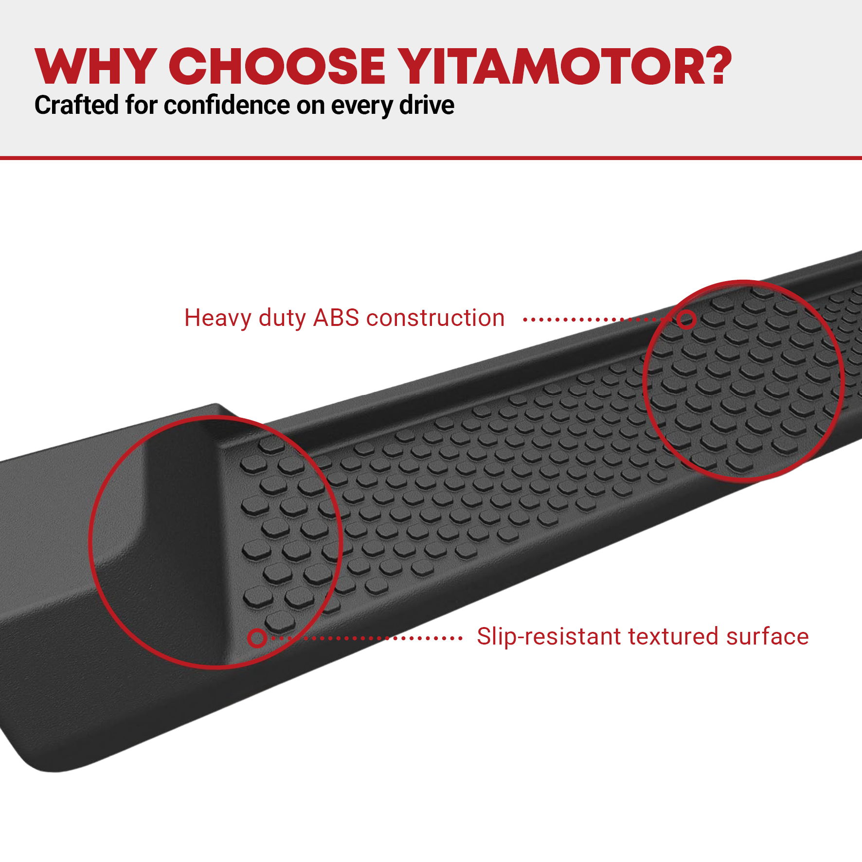 Side view of YITAMOTOR® 2018-2026 Jeep Wrangler JL 2 Door Black Molded Running Boards, Side Step Nerf Bar OE Style