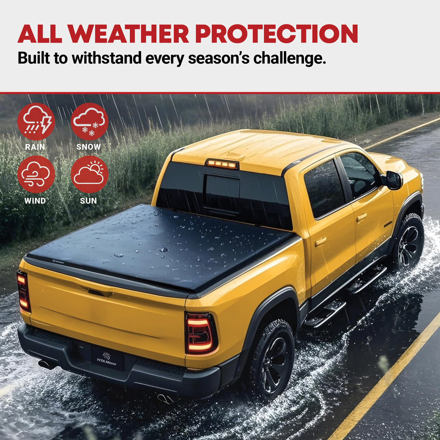 Side view of Soft Roll Up Truck Bed Tonneau Cover Fits for Nissan Titan 2017 2018 2019 2020 2021 2022 2023 2024 with Utili-Track System, Fleetside 5.5 ft Bed w/o T