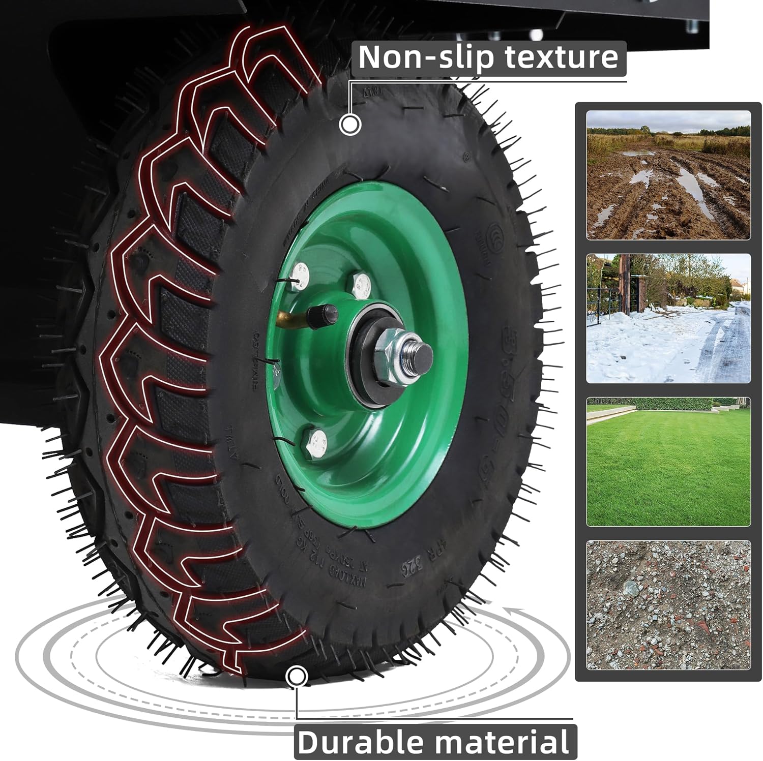Side view of 15 Cu Ft ATV Lawn Mower Dump Trailer | 750 lbs Capacity Tow Behind Cart | YITAMOTOR