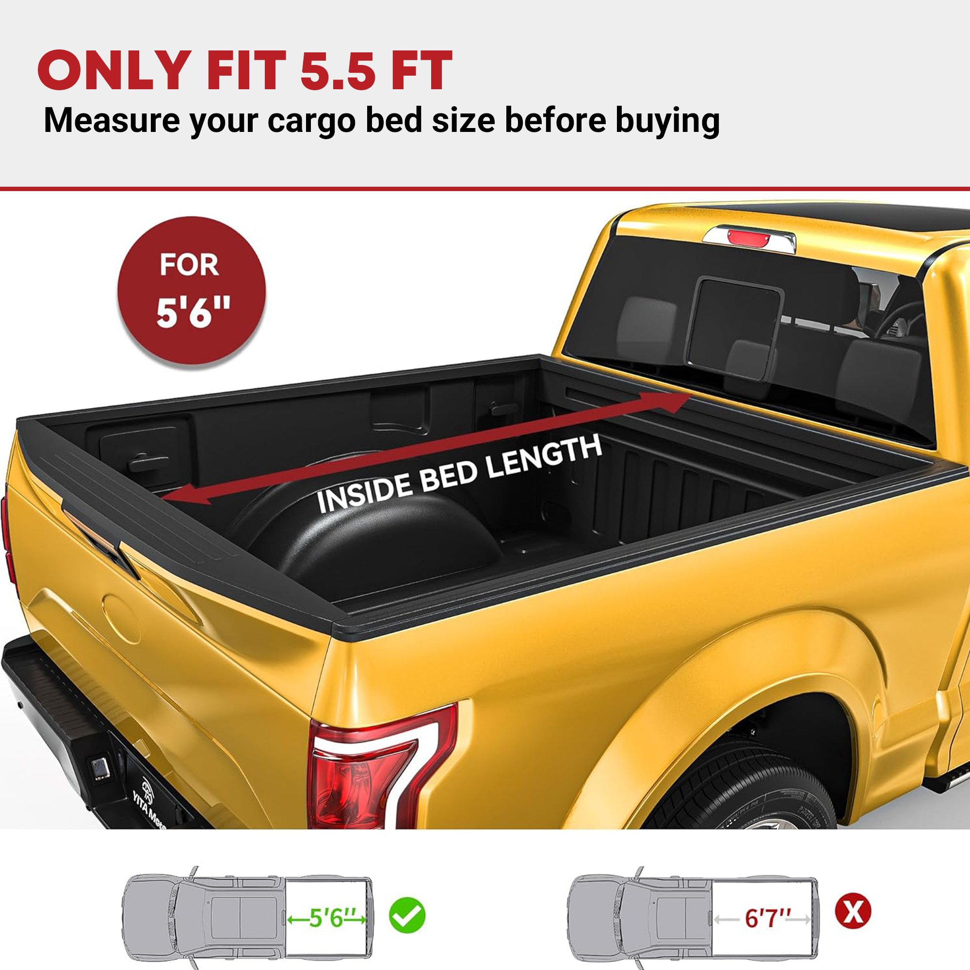 Side view of YITAMOTOR Tri-Fold Bed Cover Compatible with 2004–2015 Nissan Titan 5.6FT Bed – Utili-Track Equipped, No Box