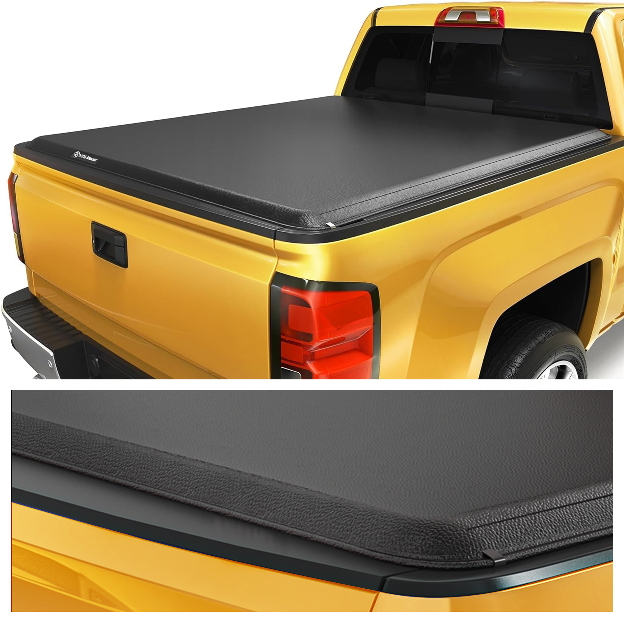 Side view of YITAMOTOR® 2014-2018 Chevy Silverado / GMC Sierra 1500 5.8ft Fleetside Bed Soft Roll Up Truck Bed Tonneau Cover