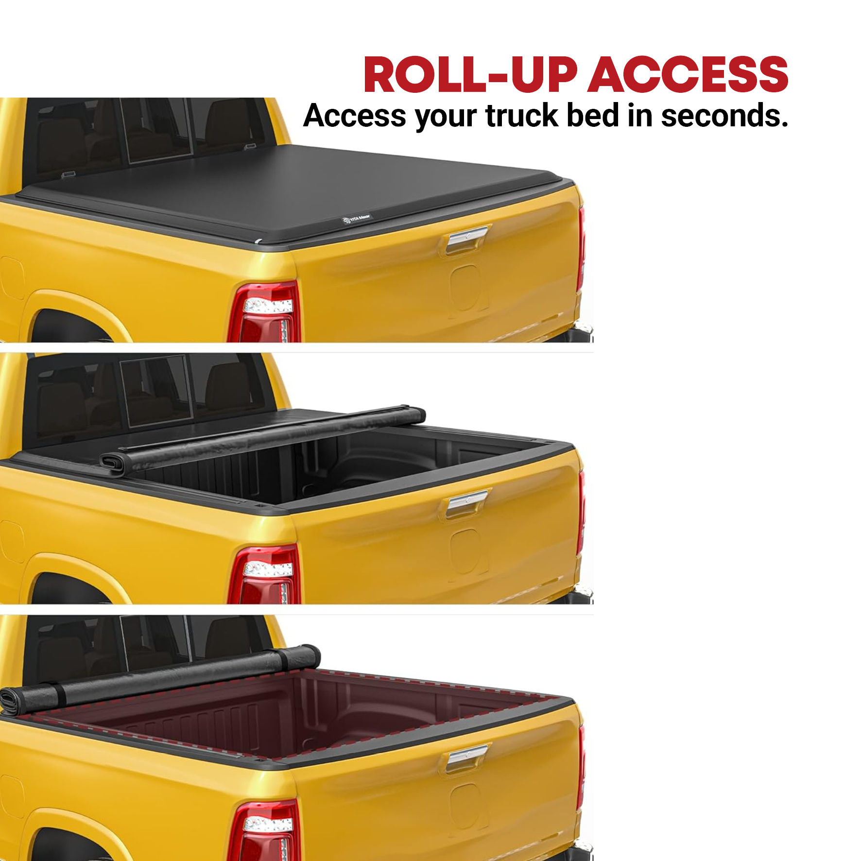 Side view of YITAMOTOR® 2017-2026 Ford F-250 F-350 F250 F350 Super Duty Soft Roll Up Tonneau Cover, Styleside 6.75 ft Bed