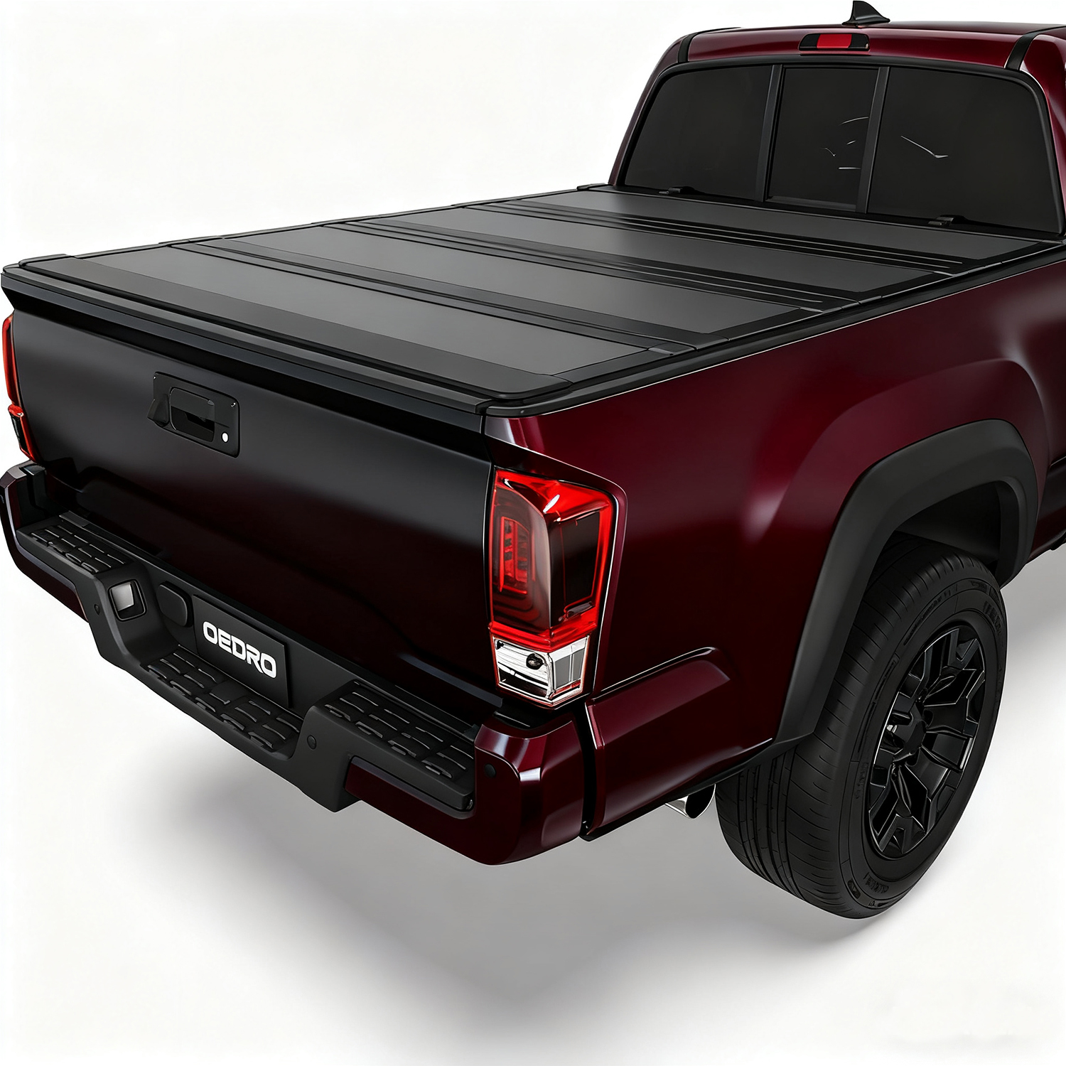 OEDRO Low-Profile Hard Quad-Fold Tonneau Cover Compatible with Toyota Tacoma 2016-2023 (Excl. Trail Edition) 5ft Bed with Tacoma Bed Rail, One-Handed