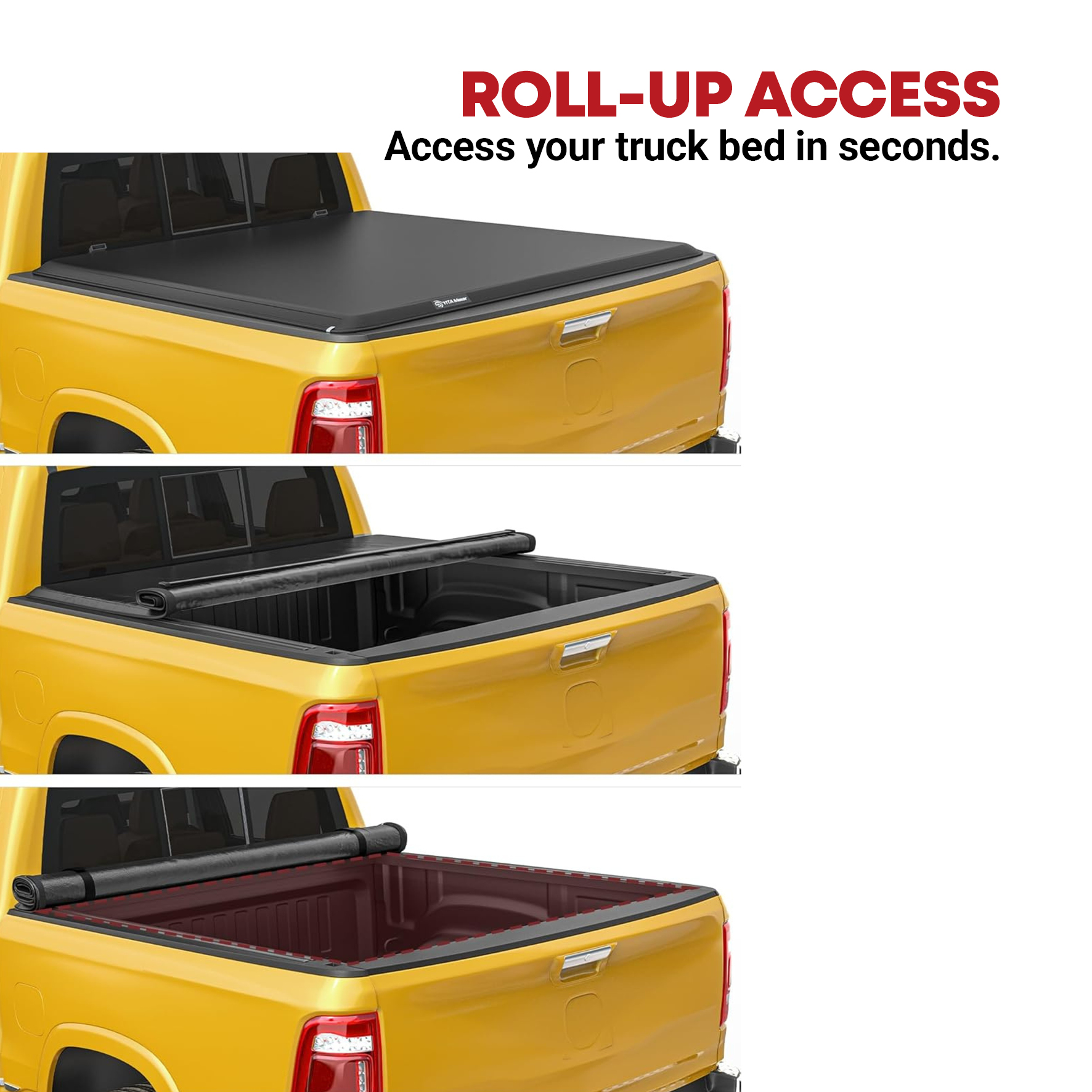 Side view of YITAMOTOR® Soft Roll Up Truck Bed Tonneau Cover Compatible with 2022-2026 Toyota Tundra(Excl. Trail Edition) with Deck Rail System 5.5 ft Bed