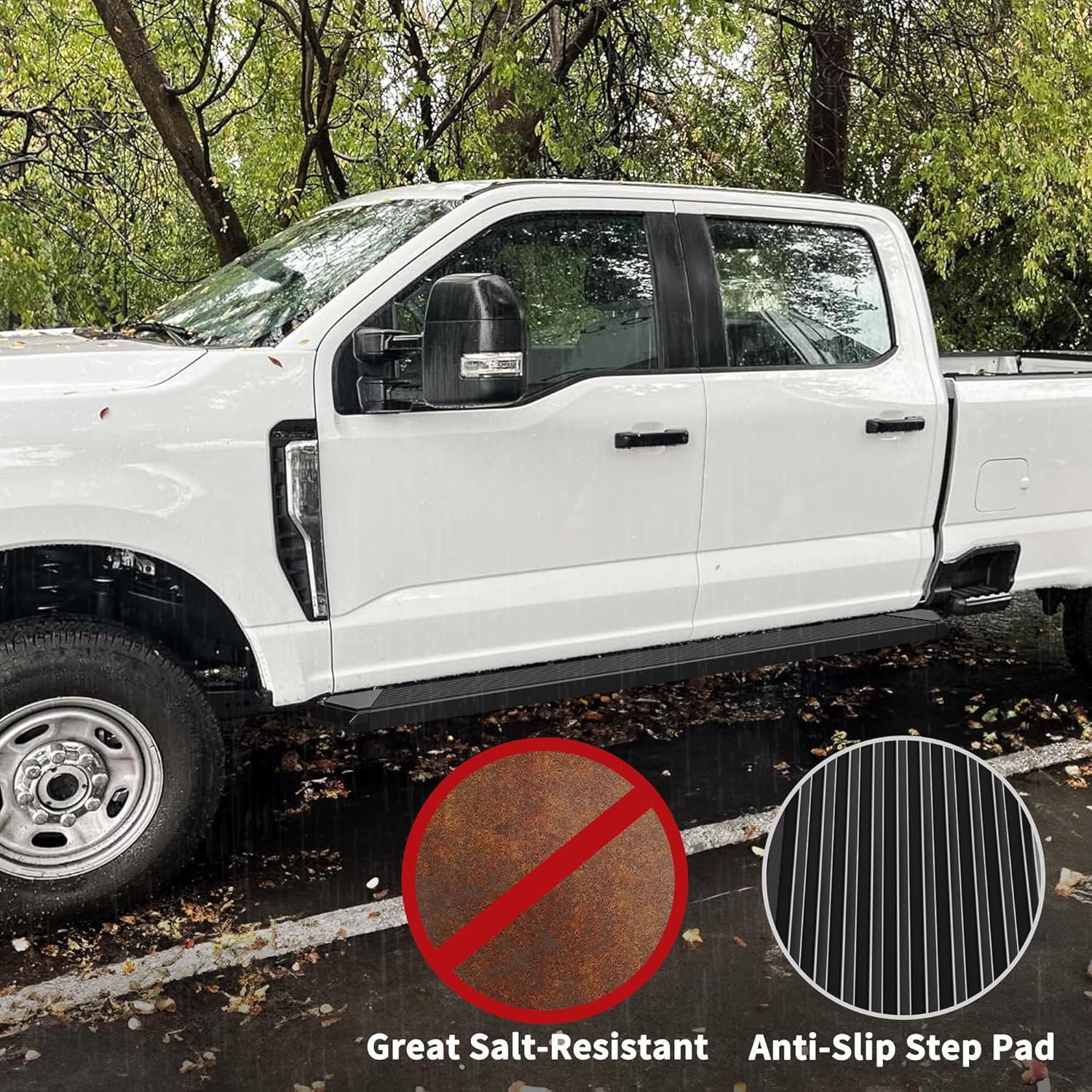 Side view of YITAMOTOR 6" Black Running Boards for 2009-2024 Ram 1500 & 2010-2026 2500/3500 Crew Cab | Nerf Bars & Side Steps