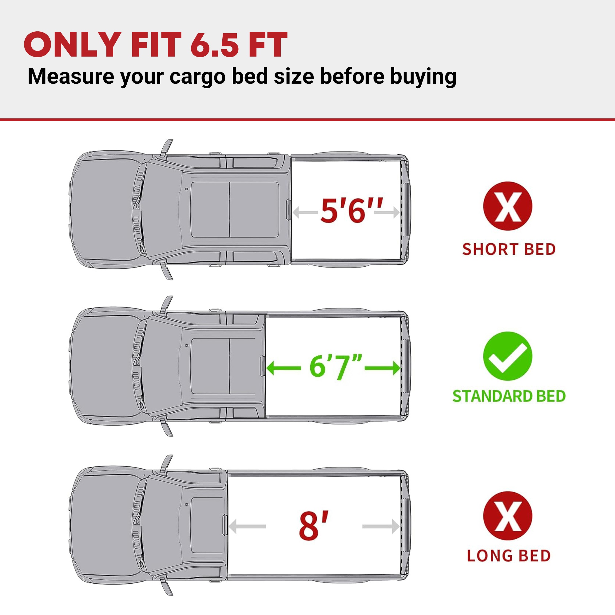 Side view of Hard Quad Fold Tonneau Cover for 2015-2026 Ford F-150 | 6.5ft Bed | YITAMOTOR