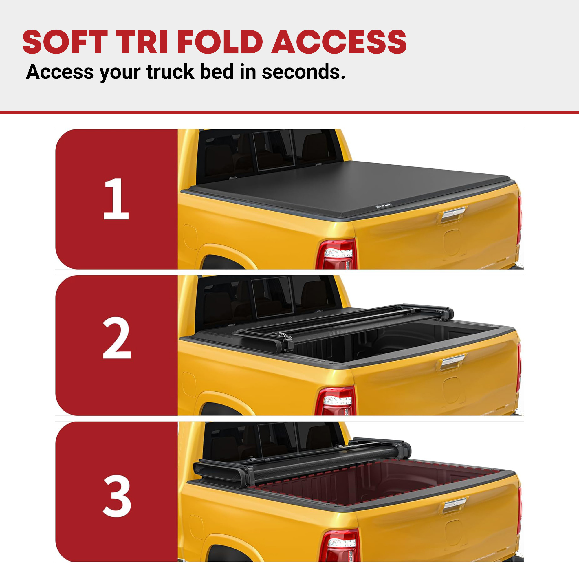 Side view of YITAMOTOR Soft Tri-Fold Truck Bed Cover for 2017–2026 Honda Ridgeline ,5 ft Pickup Bed