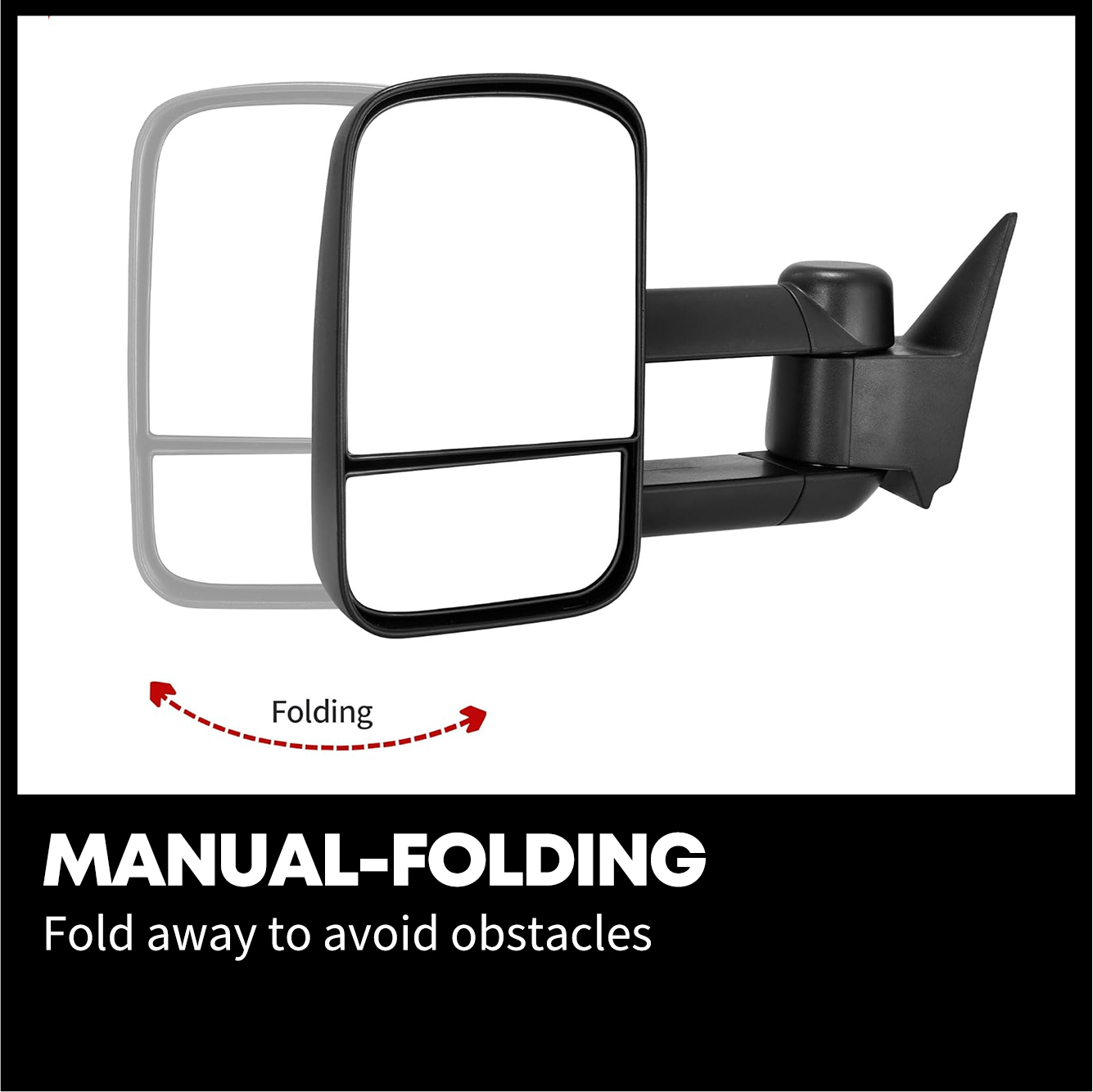 Side view of YITAMOTOR® 1988-1998 Chevy GMC C1500 C2500 C3500 K1500 K2500 K3500 Pickup Truck Manual Extendable Towing Mirrors