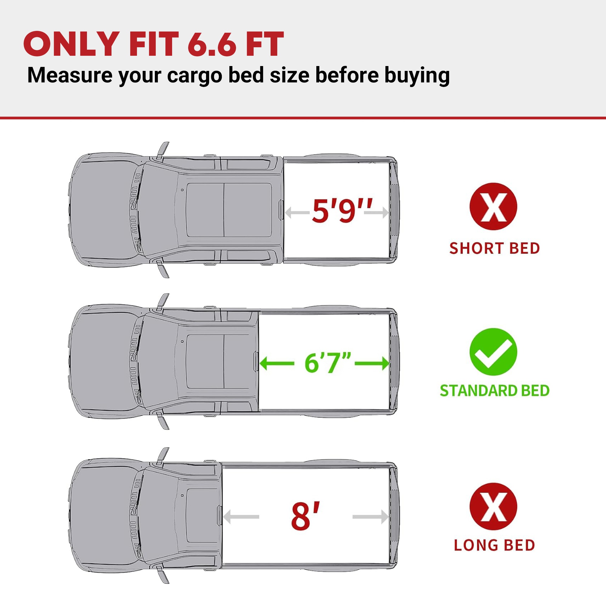 Side view of Hard Quad Fold Tonneau Cover for 2019-2026 Silverado/Sierra 1500 | 6.6ft Bed w/o Multi-Flex | YITAMOTOR