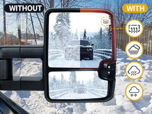 Power heated plane mirror