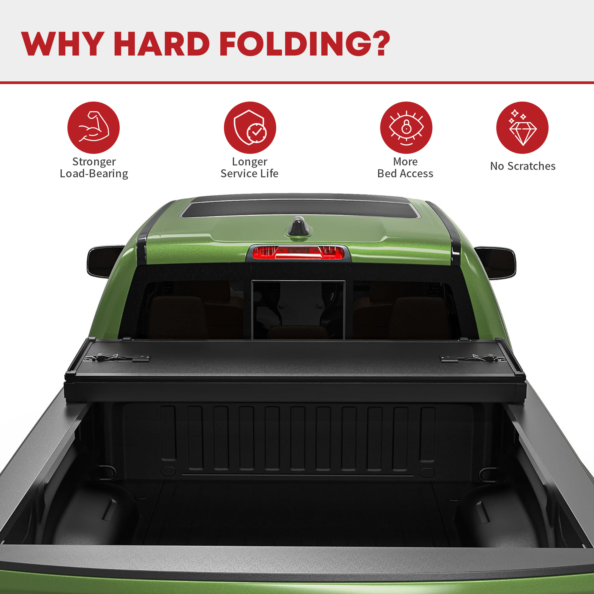 Side view of Hard Quad Fold Tonneau Cover for 2015-2026 Ford F-150 | 5.5ft Bed | YITAMOTOR