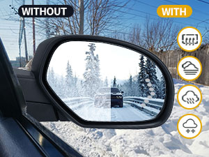 Power heated plane mirror