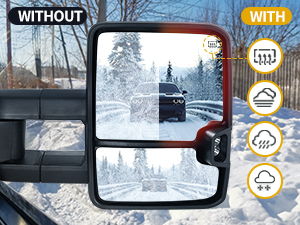 Power heated plane mirror