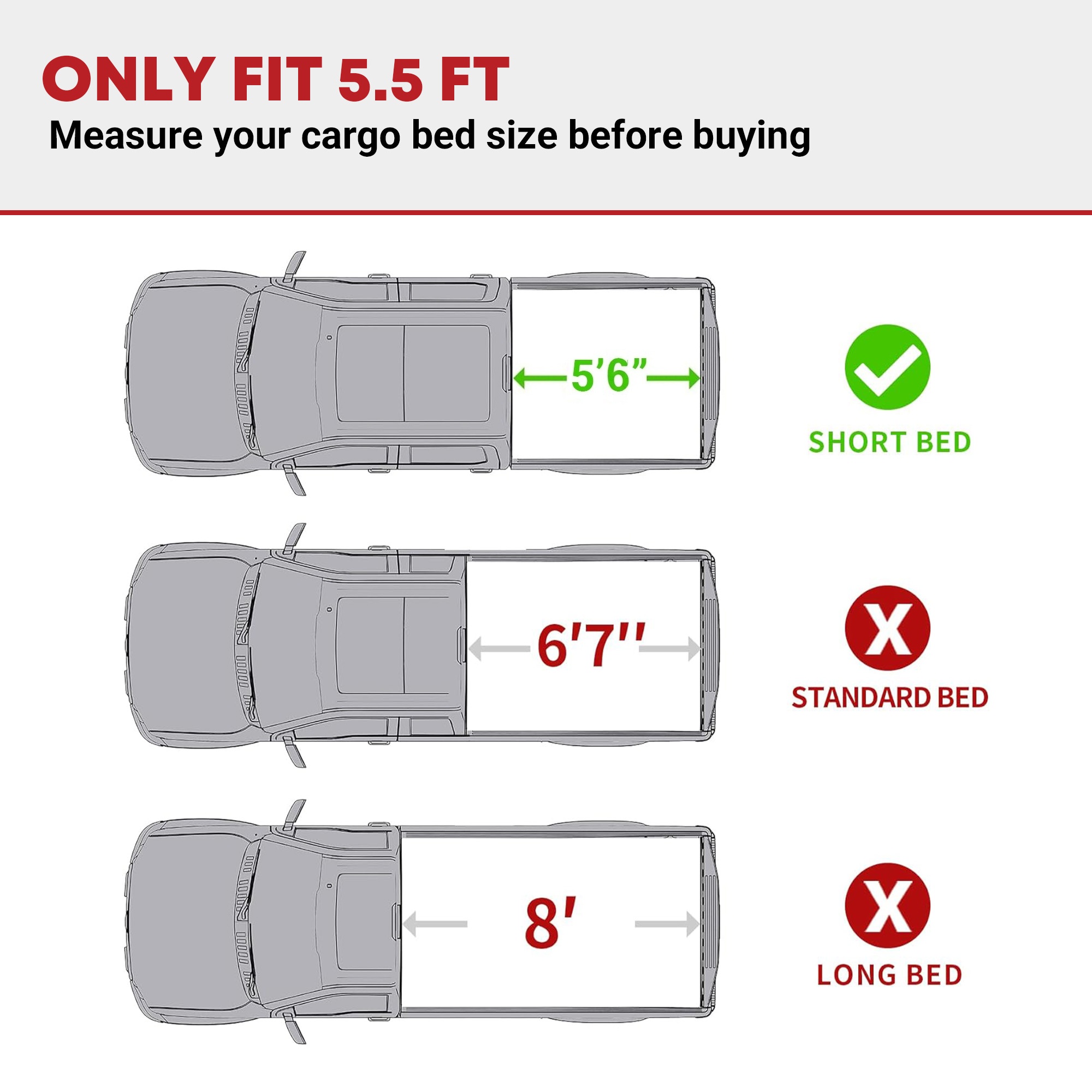 Side view of Hard Quad Fold Tonneau Cover for 2015-2026 Ford F-150 | 5.5ft Bed | YITAMOTOR