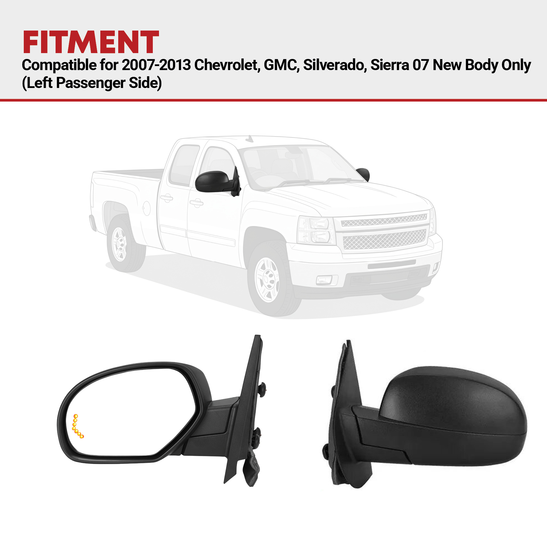 YITAMOTOR® Driver Left Side Mirror for 07-13 Chevy Silverado GMC